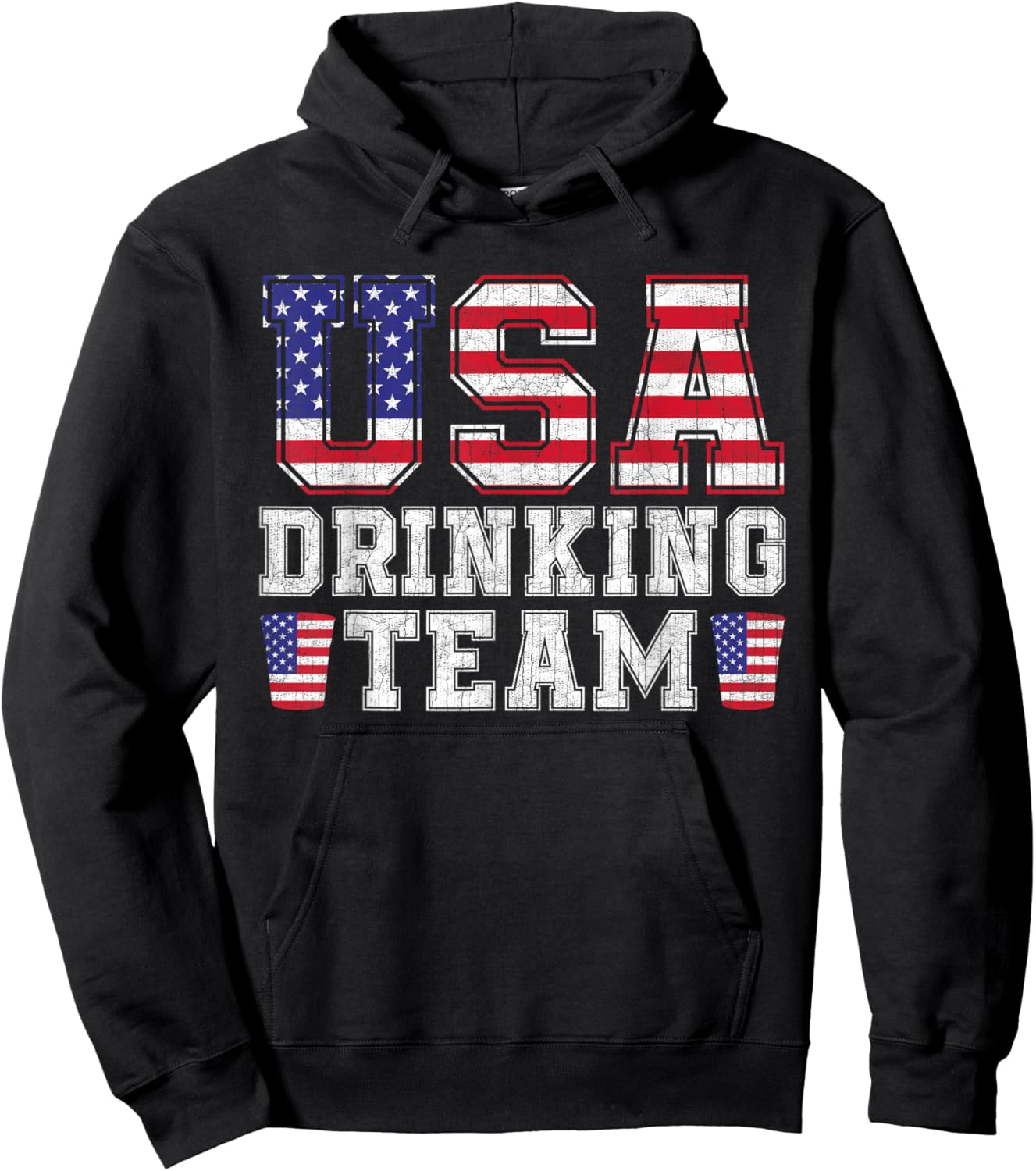 USA Drinking Team Funny Drinking Beer Lover 4th of July Hoodie - Hoodie | Black