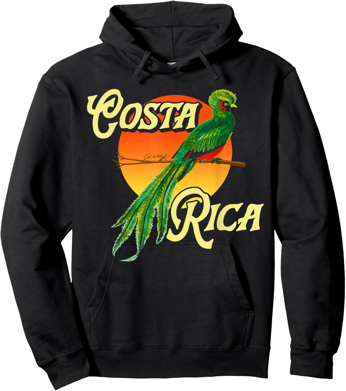 Costa Rica Resplendent Quetzal Bird Nature Sunset Retro Hoodie - Hoodie | Black
