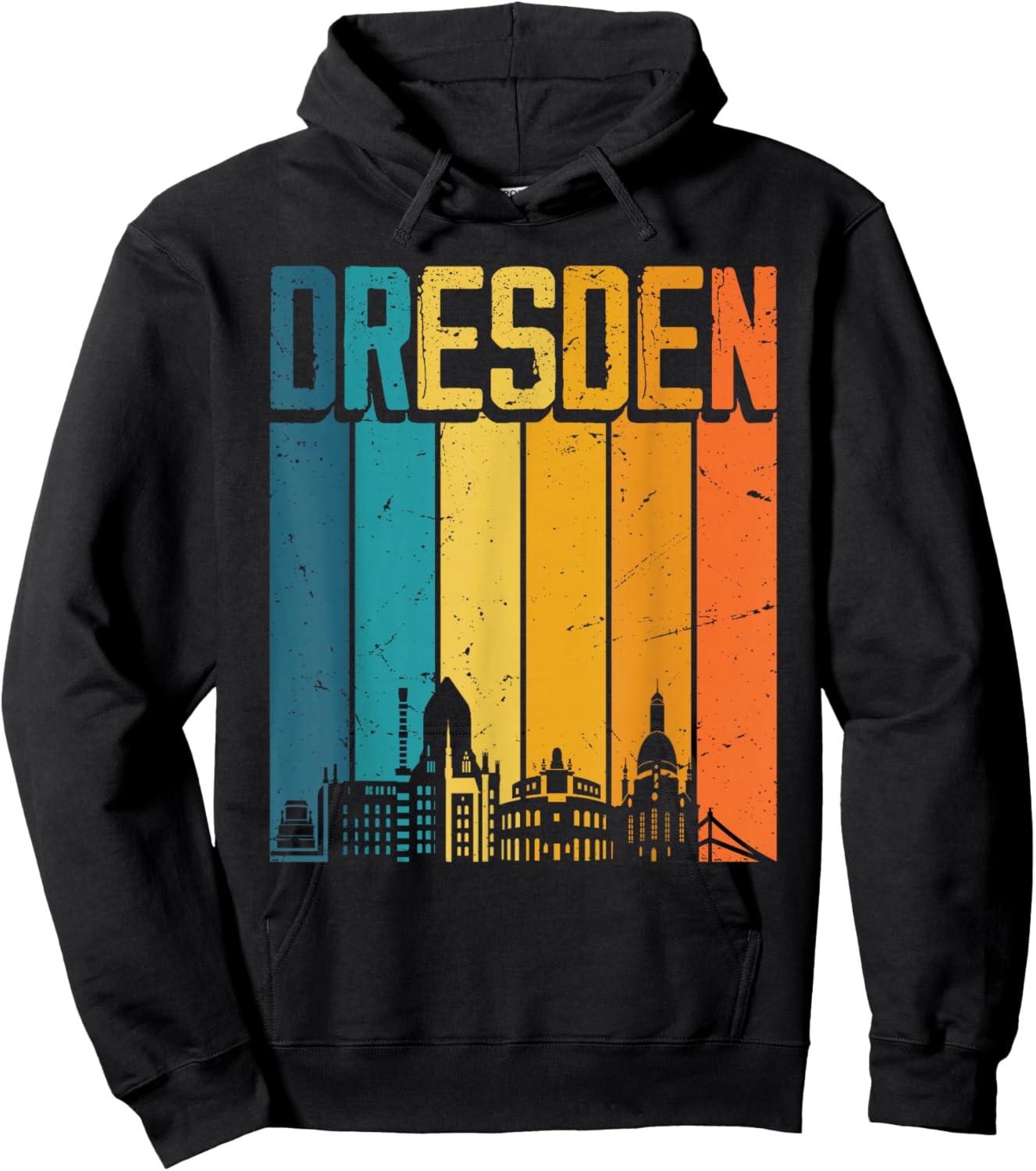 Dresden Skyline Retro Vintage Souvenir Dresden Hoodie - Hoodie | Black