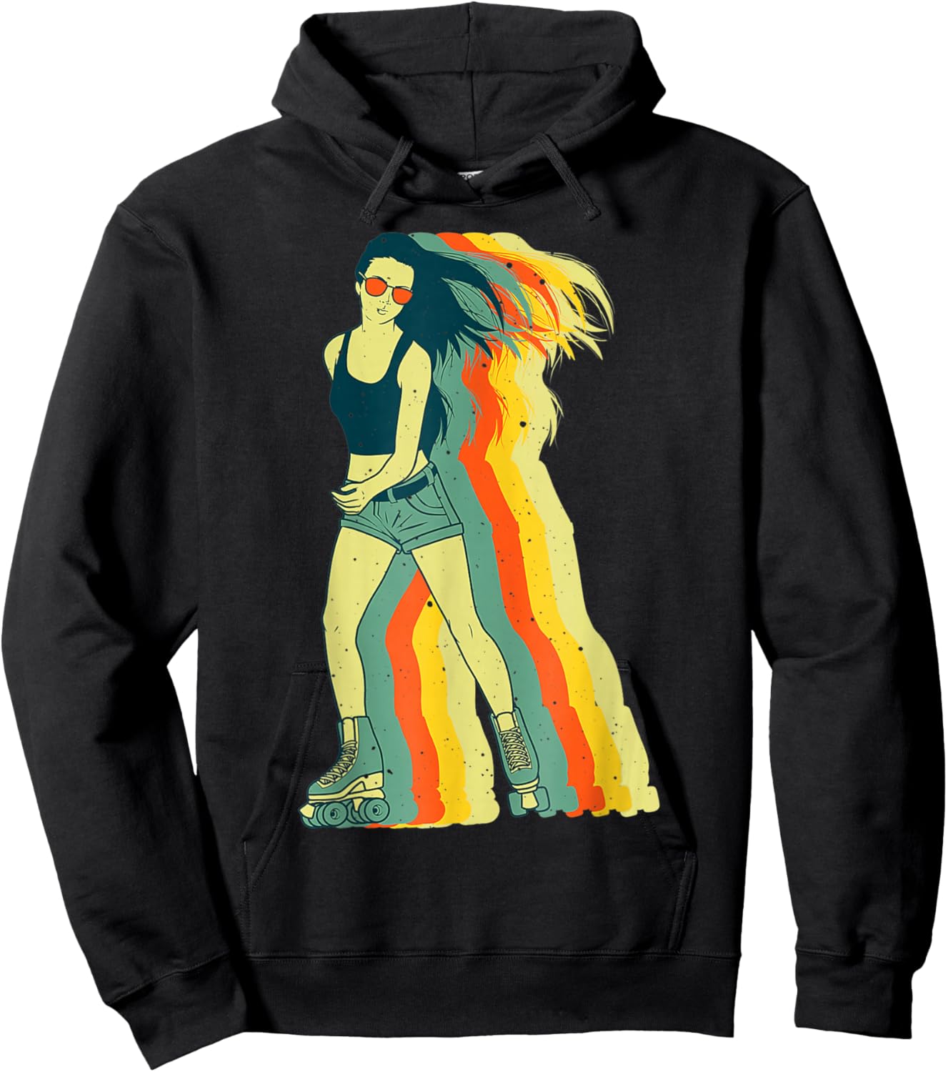 Women Roller Skater Vintage Roller Skating Design For Girls Hoodie - Hoodie | Black