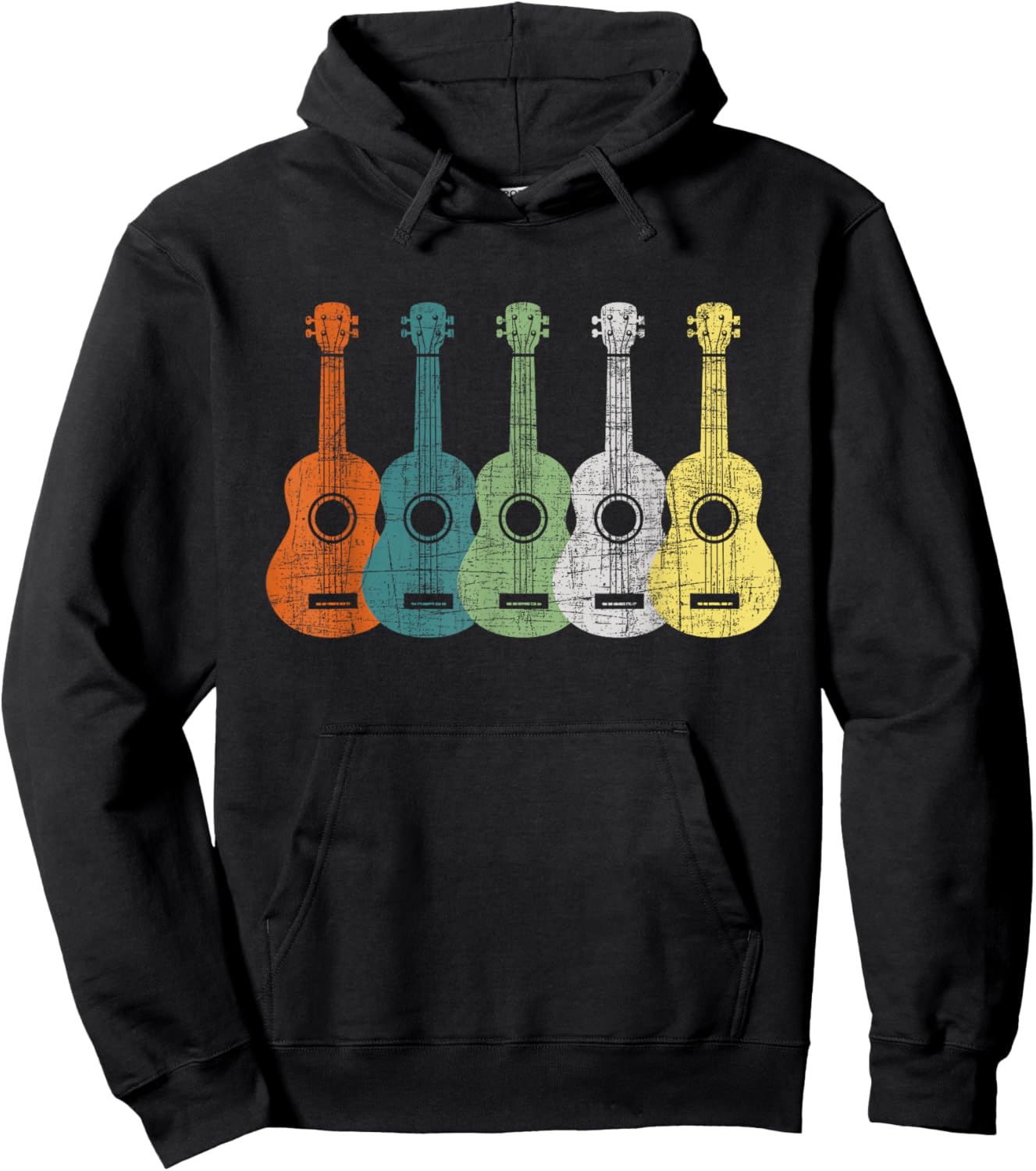 Retro Art Ukulele - Ukulelist Guitarist Music Lover Hoodie - Hoodie | Black