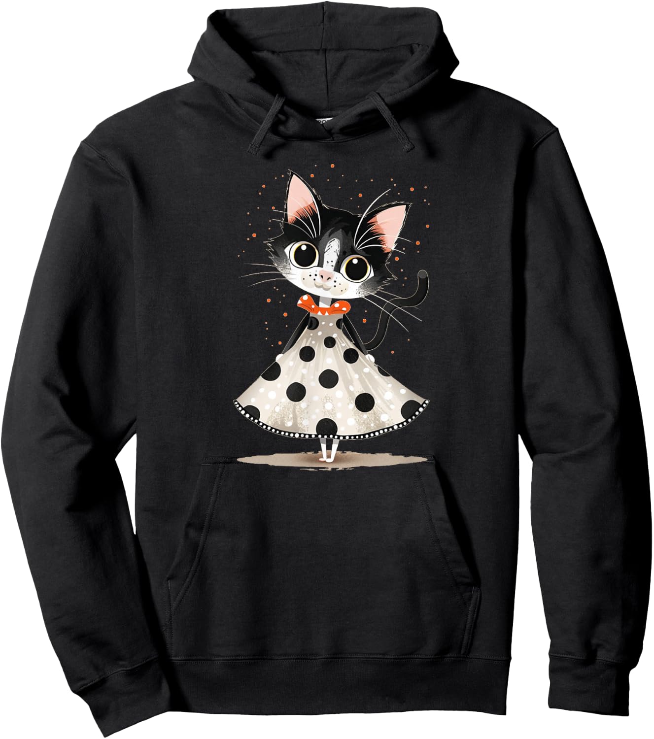 Pretty Cat in Dress for Polka Dot Costume Lovers Hoodie - Hoodie | Black