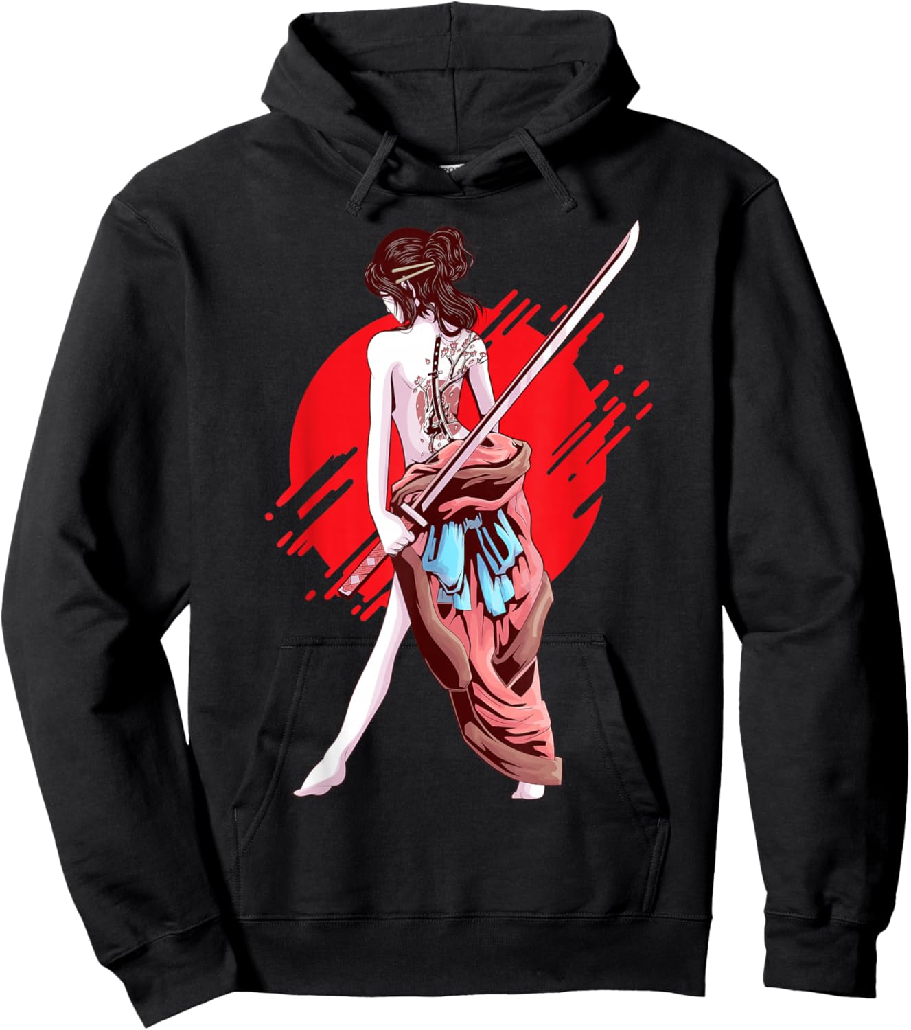 Samurai Girl Japanese Art Anime Hoodie - Hoodie | Black