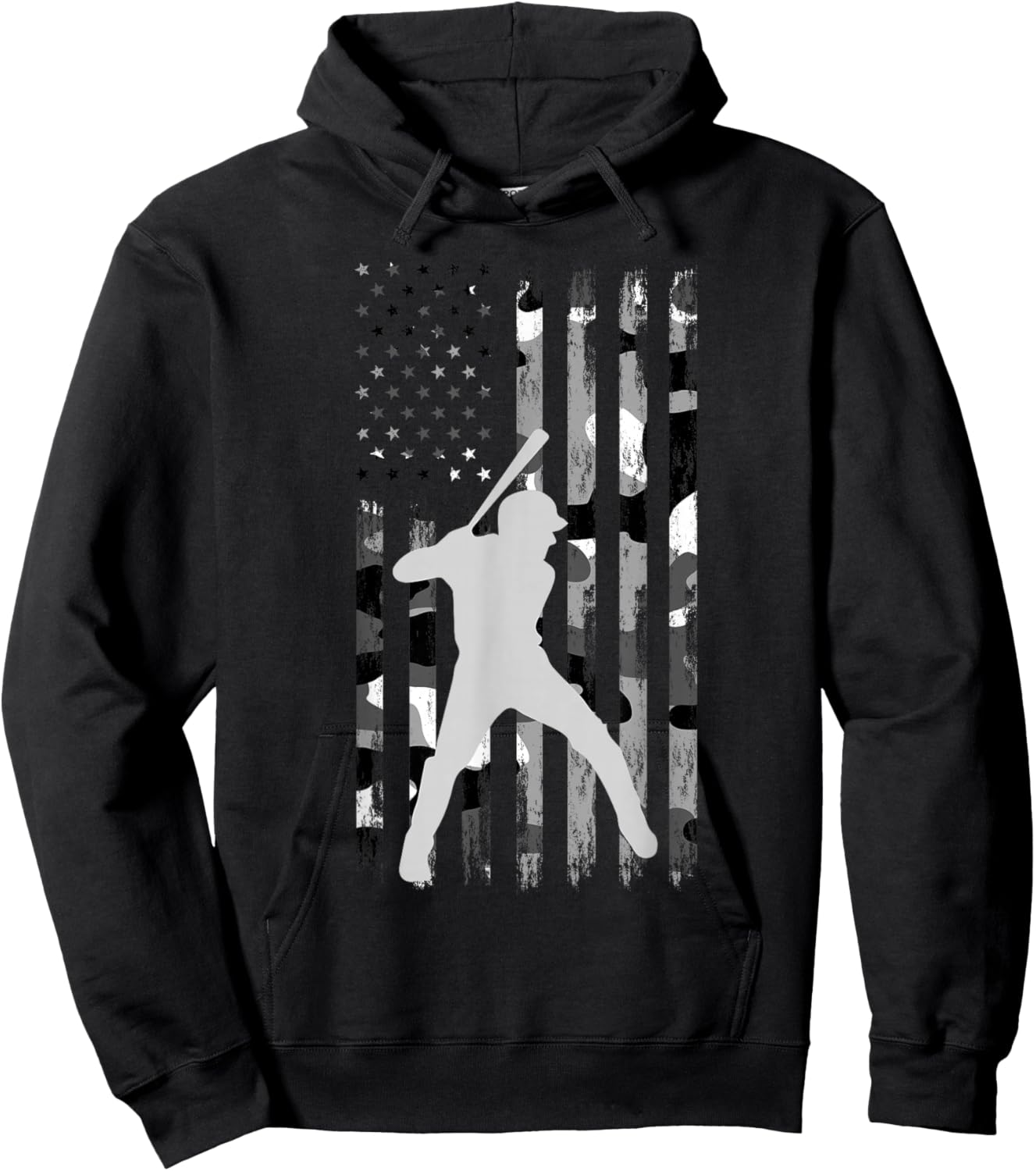 Baseball Player American Flag USA Camo Patriotic Graphic Hoodie - Hoodie | Black