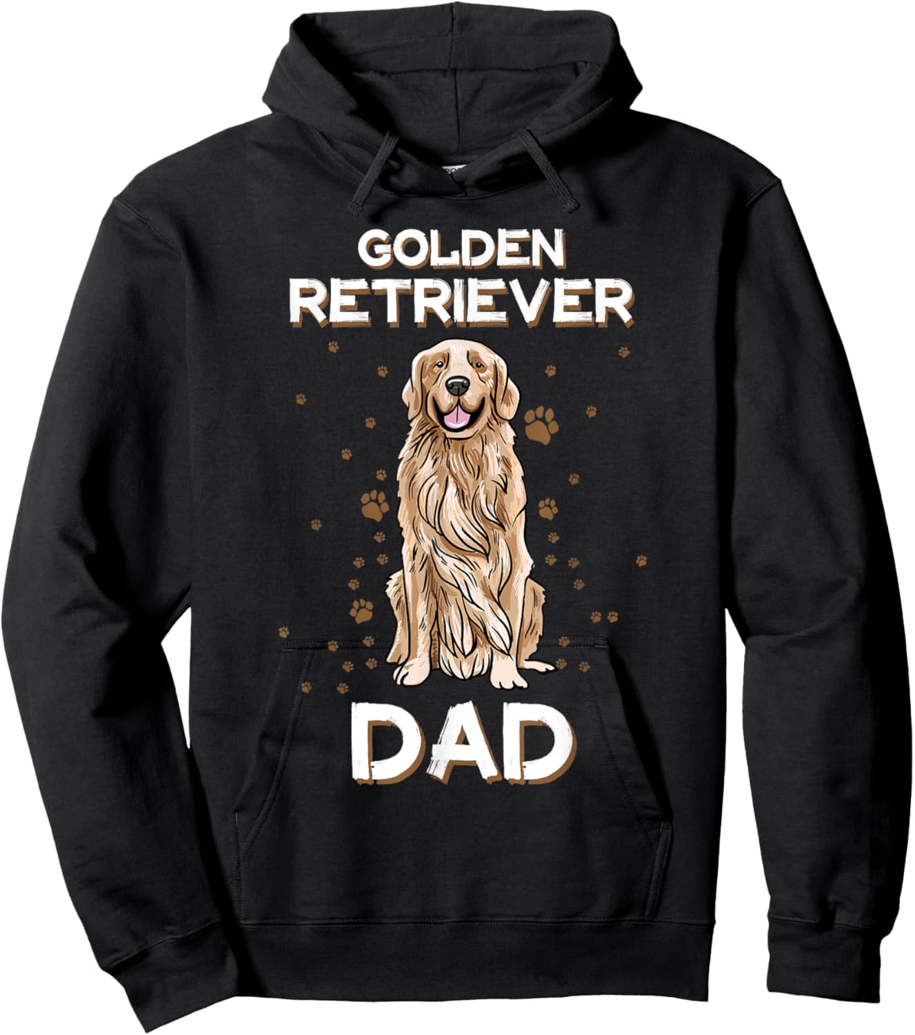 Golden Retriever Dad Dog Illustration Golden Retriever Owner Men Hoodie - Hoodie | Black