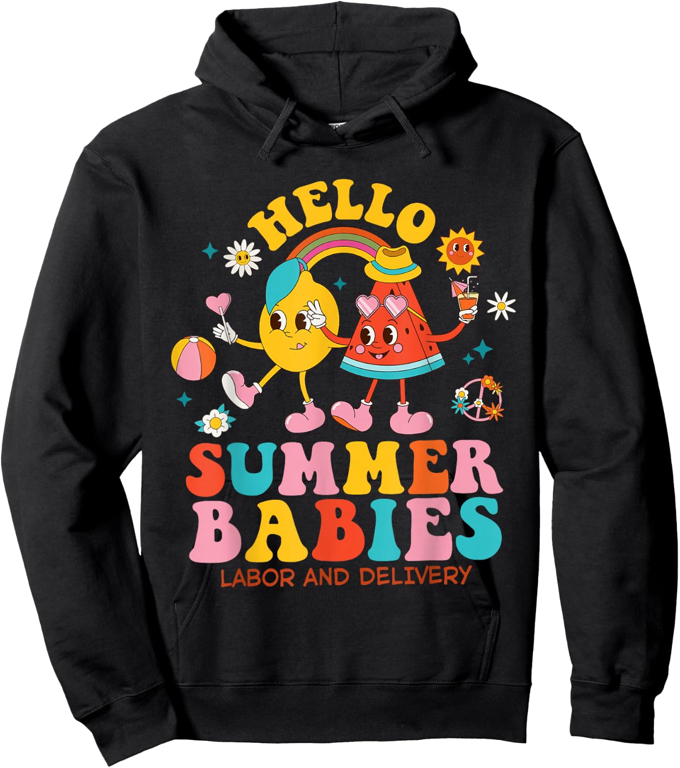Hello Summer Babies Labor And Delivery L&D Nurse Hoodie - Hoodie | Black