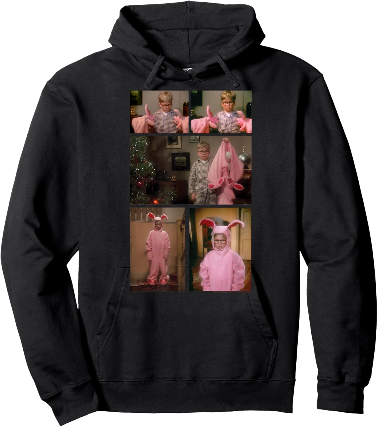 A Christmas Story Ralphie Bunny Suit Photo Collage Holiday Hoodie - Hoodie | Black