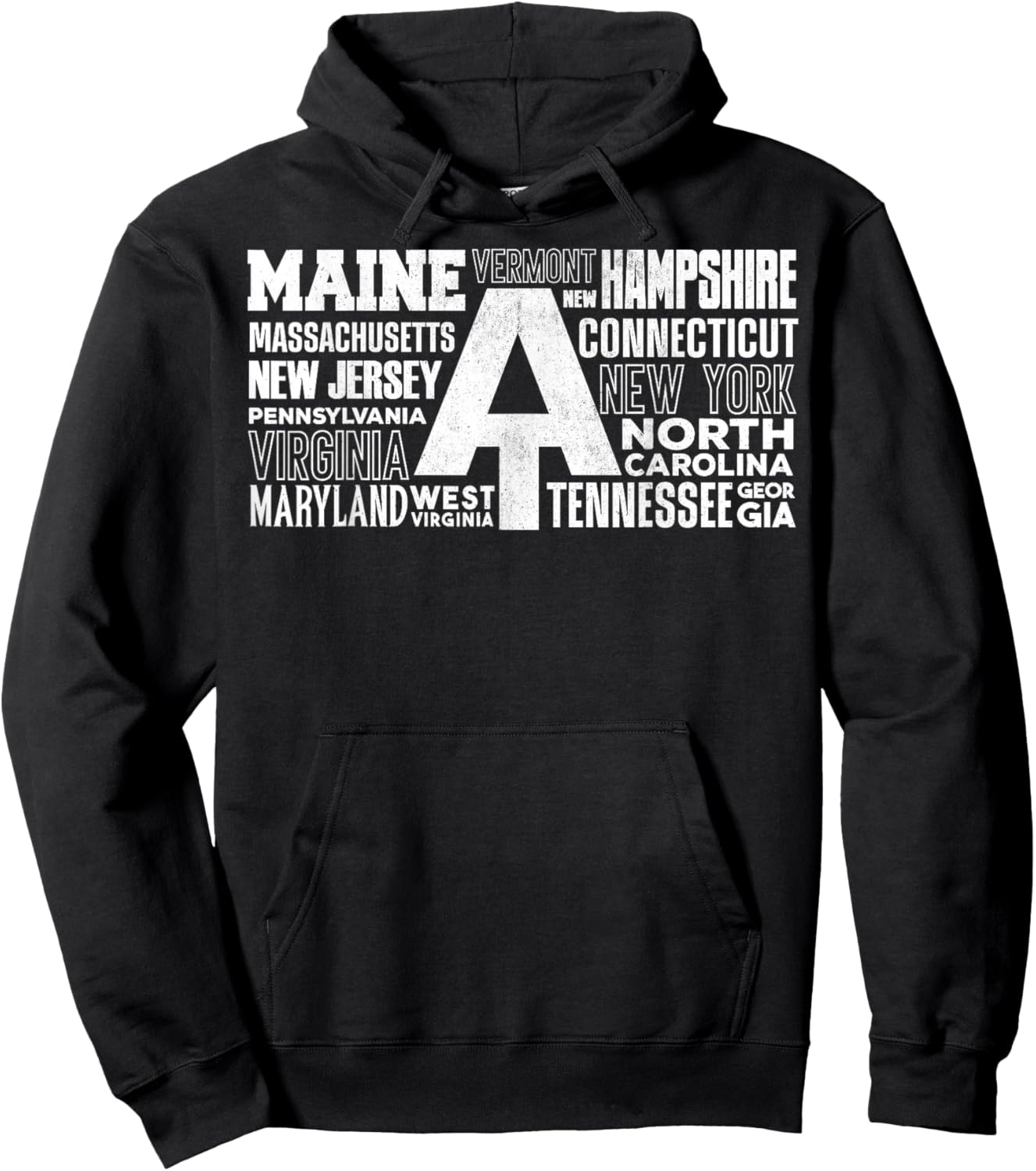 Appalachian Trail Symbol Word Cloud With US Staates Hoodie - Hoodie | Black