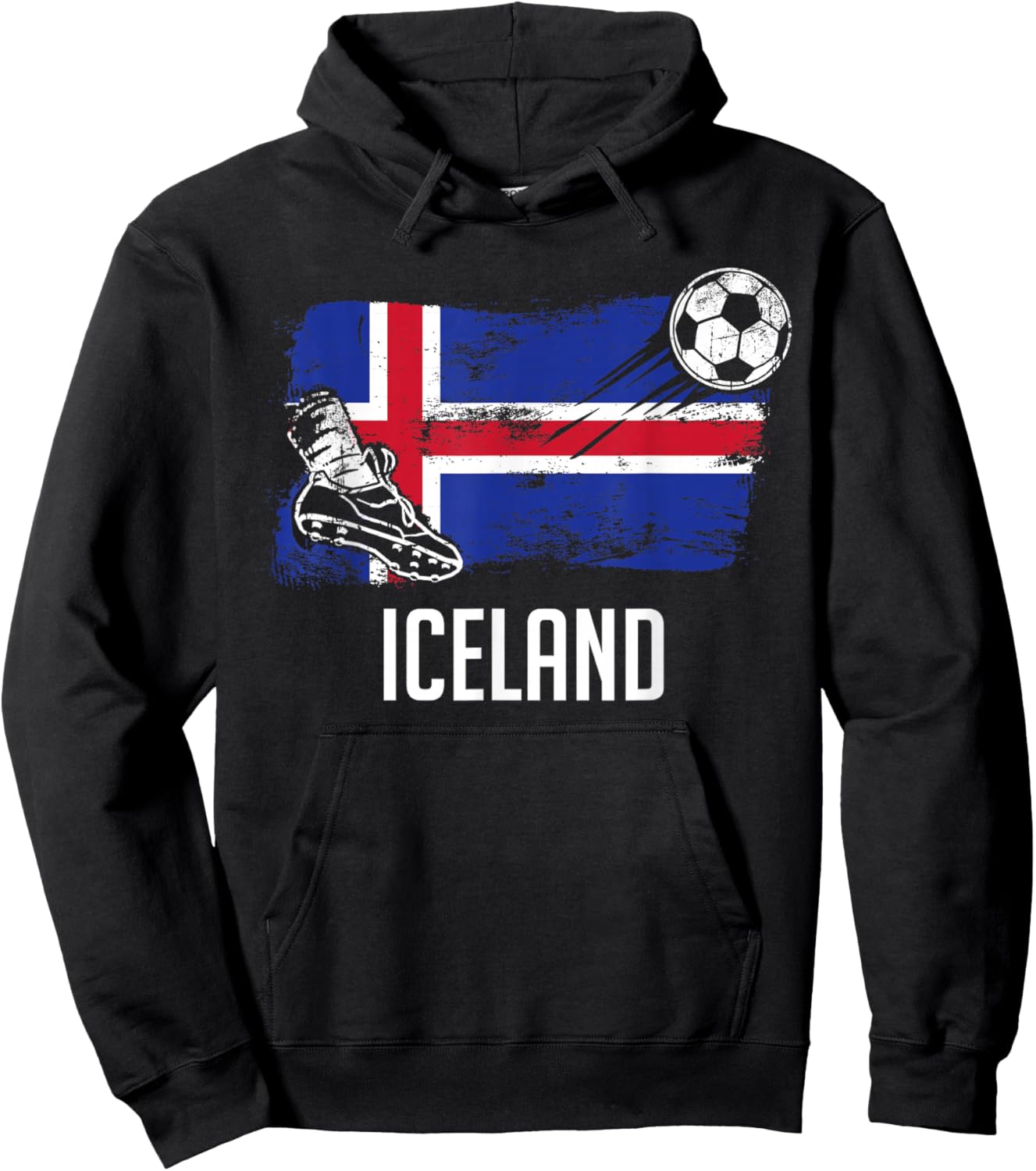 Iceland Flag Jersey Icelandic Soccer Team Icelandic Hoodie - Hoodie | Black