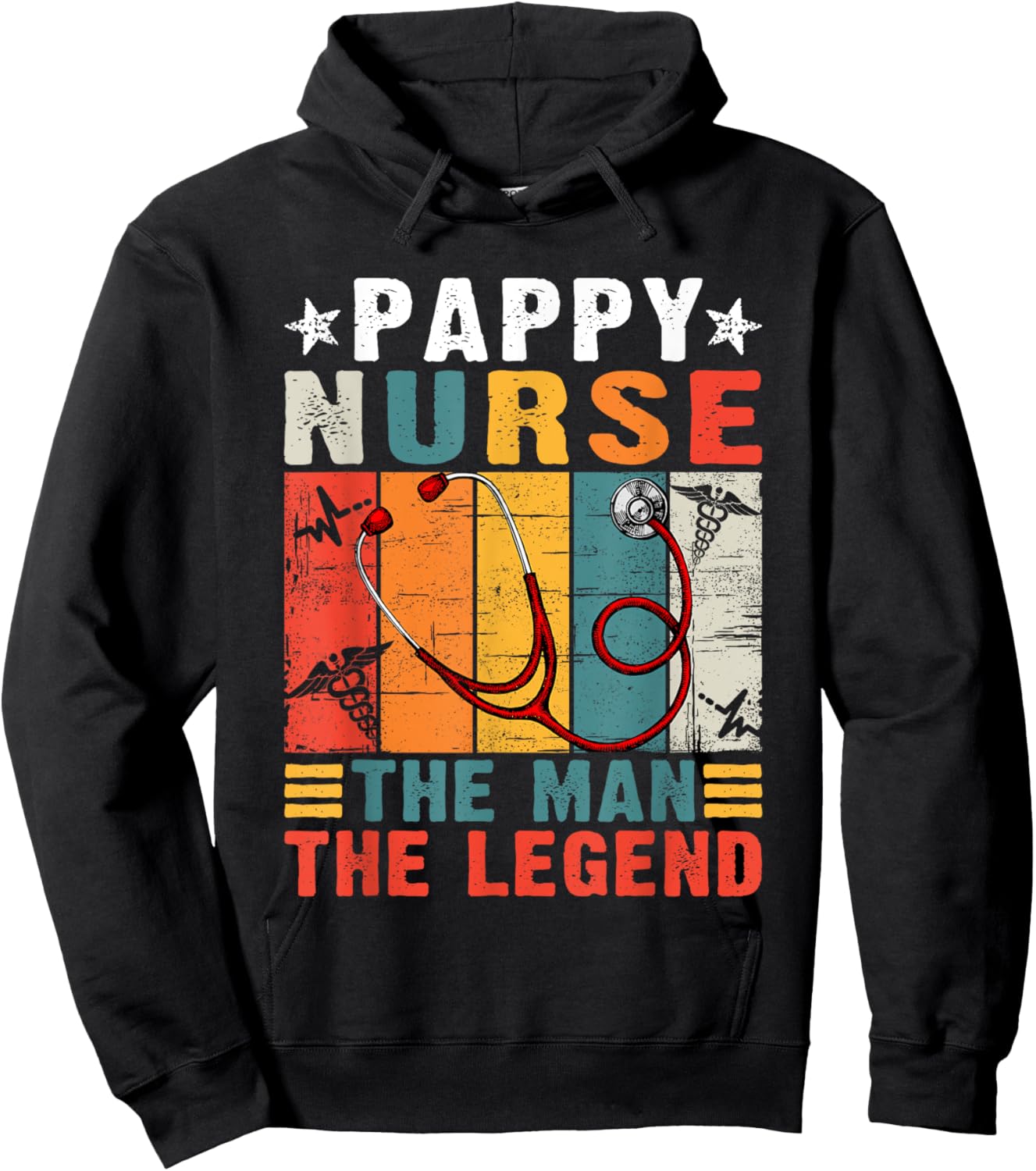 Father's Day Vintage Pappy Nurse The Man The Legend Hoodie - Hoodie | Black