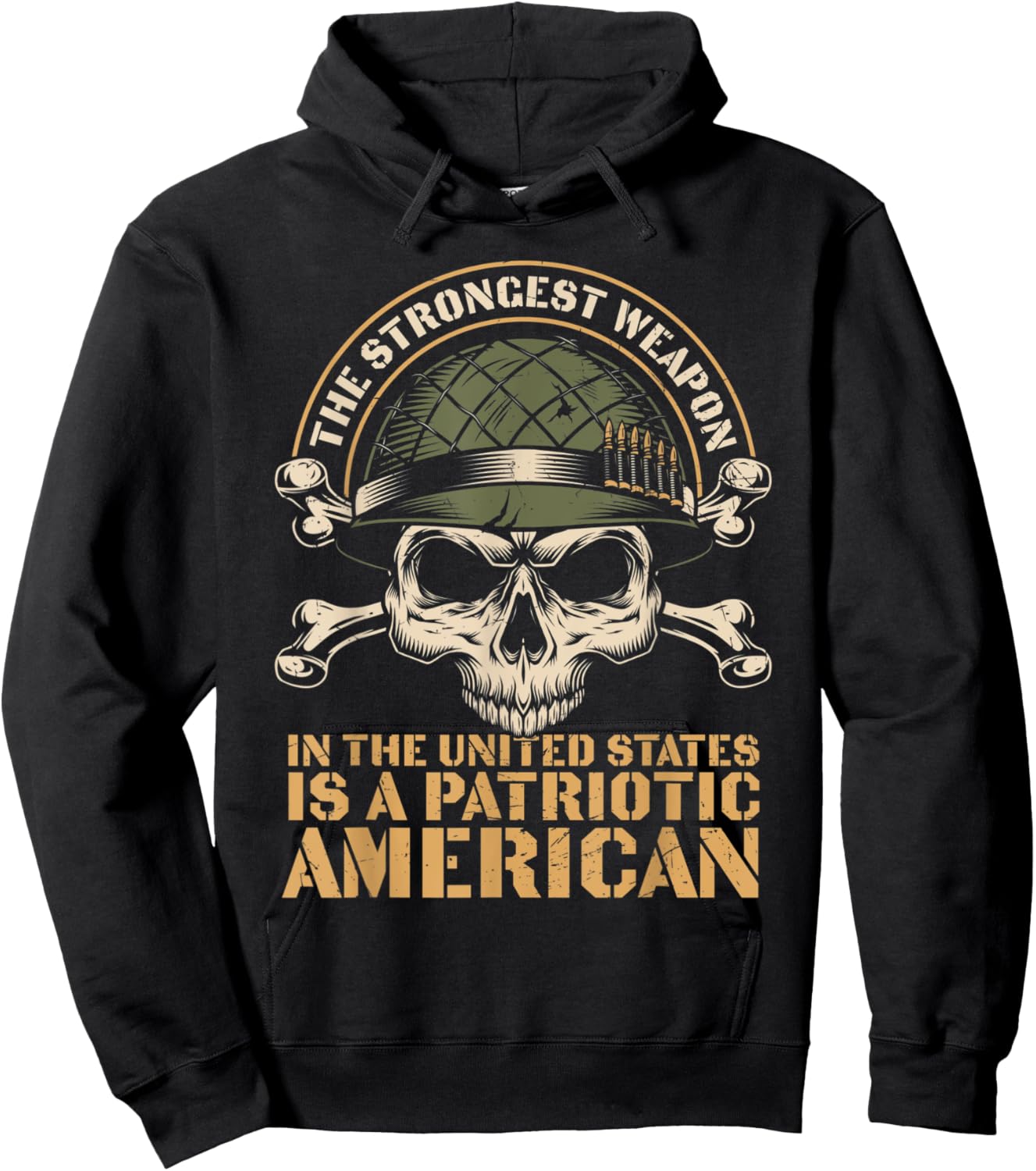 Patriotic American Skull Helmet Veteran Hoodie - Hoodie | Black