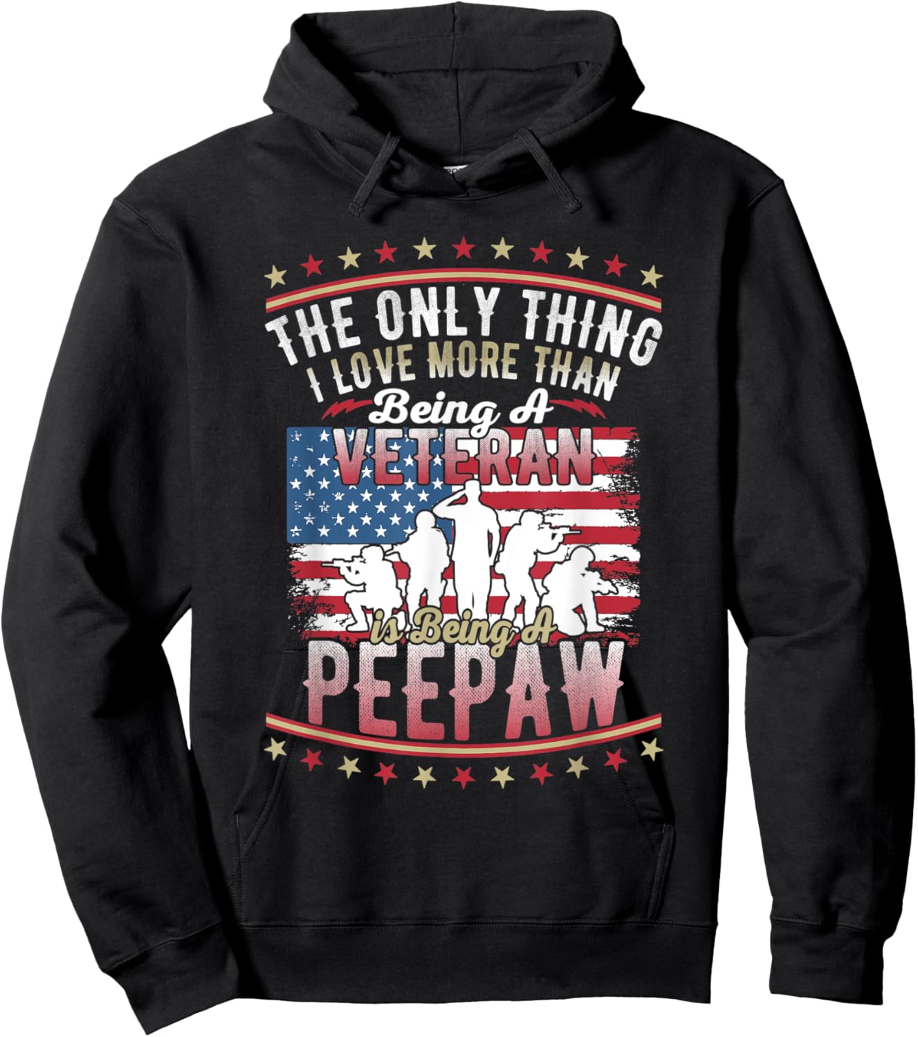 Proud US Flag I Love More Than Being A Veteran Peepaw Hoodie - Hoodie | Black