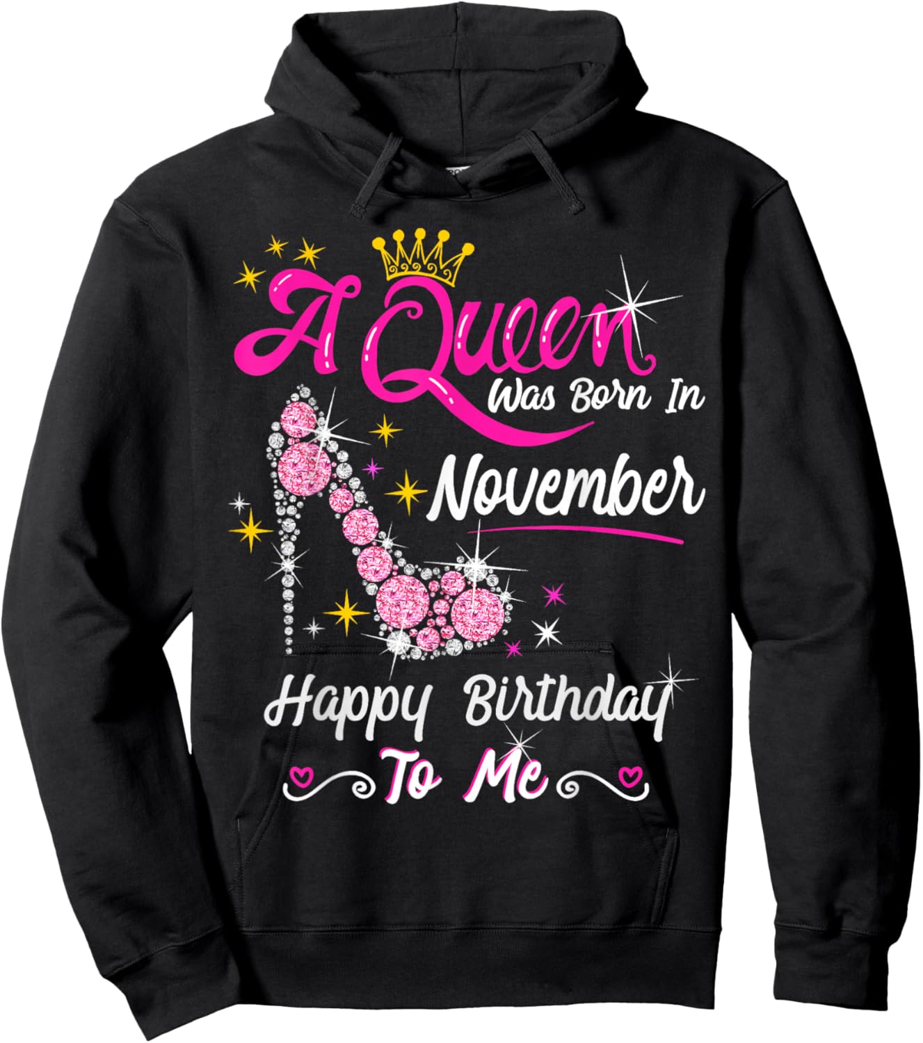 A Queen was Born in November Queen Birthday Shirt Hoodie - Hoodie | Black