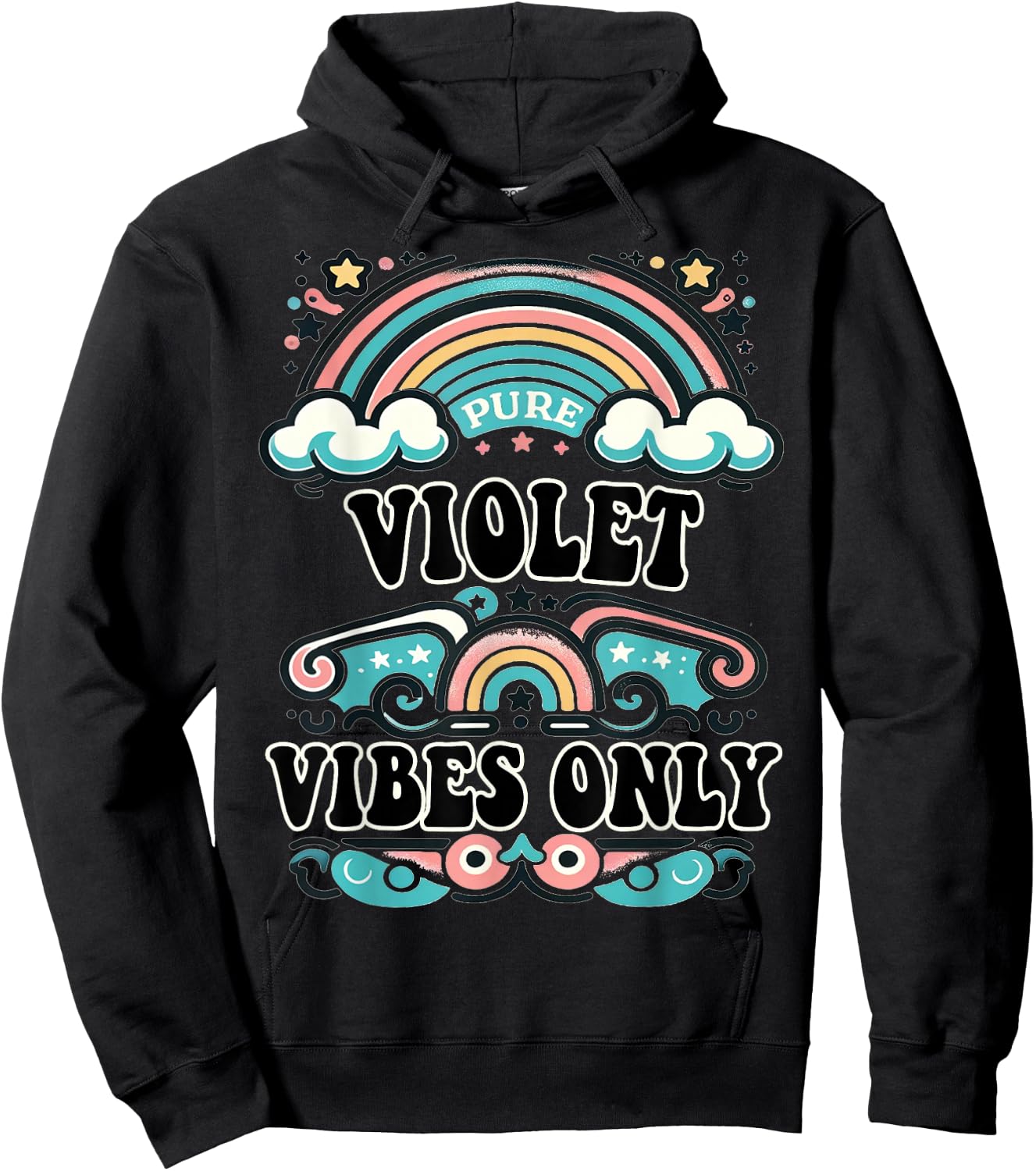 VIOLET Vibes Only Cute Retro Girls VIOLET Name Hoodie - Hoodie | Black