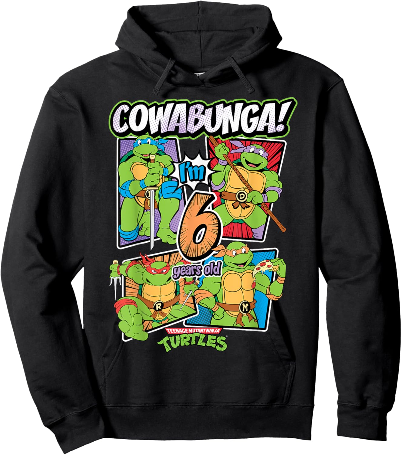 Mademark x Teenage Mutant Ninja Turtles - Cowabunga I'm 6 Years Old Teenage Mutant Ninja Turtles Hoodie - Hoodie | Black