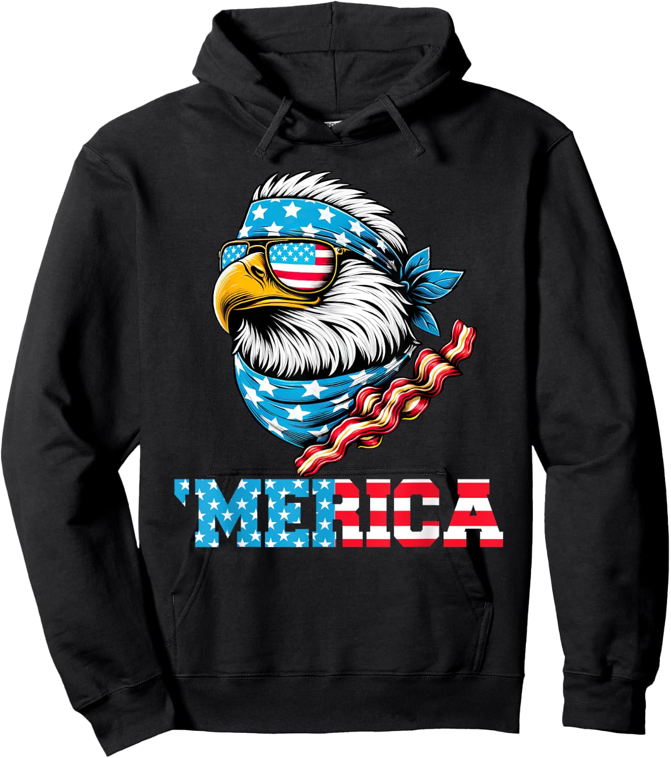 Merican Patriotic Apparel July 4th Celebrations USA Pride Hoodie - Hoodie | Black