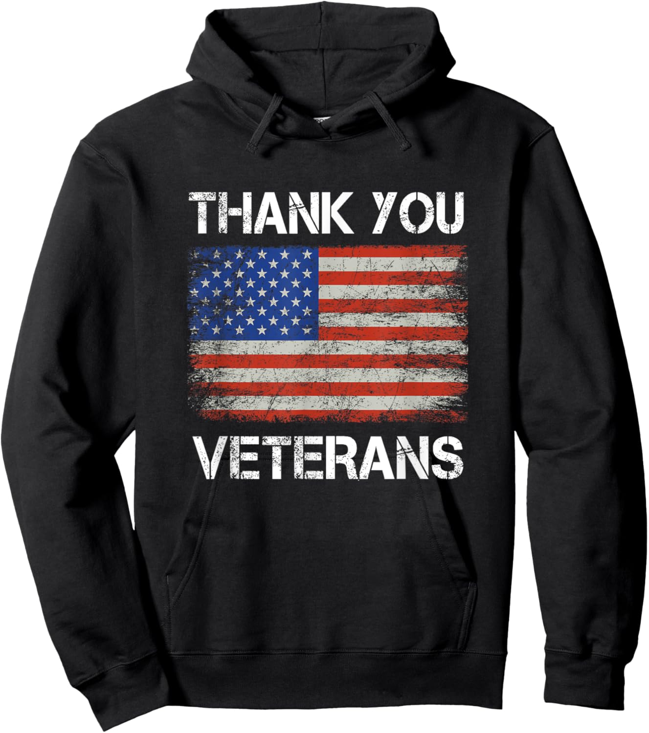 Thank You veterans American Flag - Patriotic Kids Men Women Hoodie - Hoodie | Black