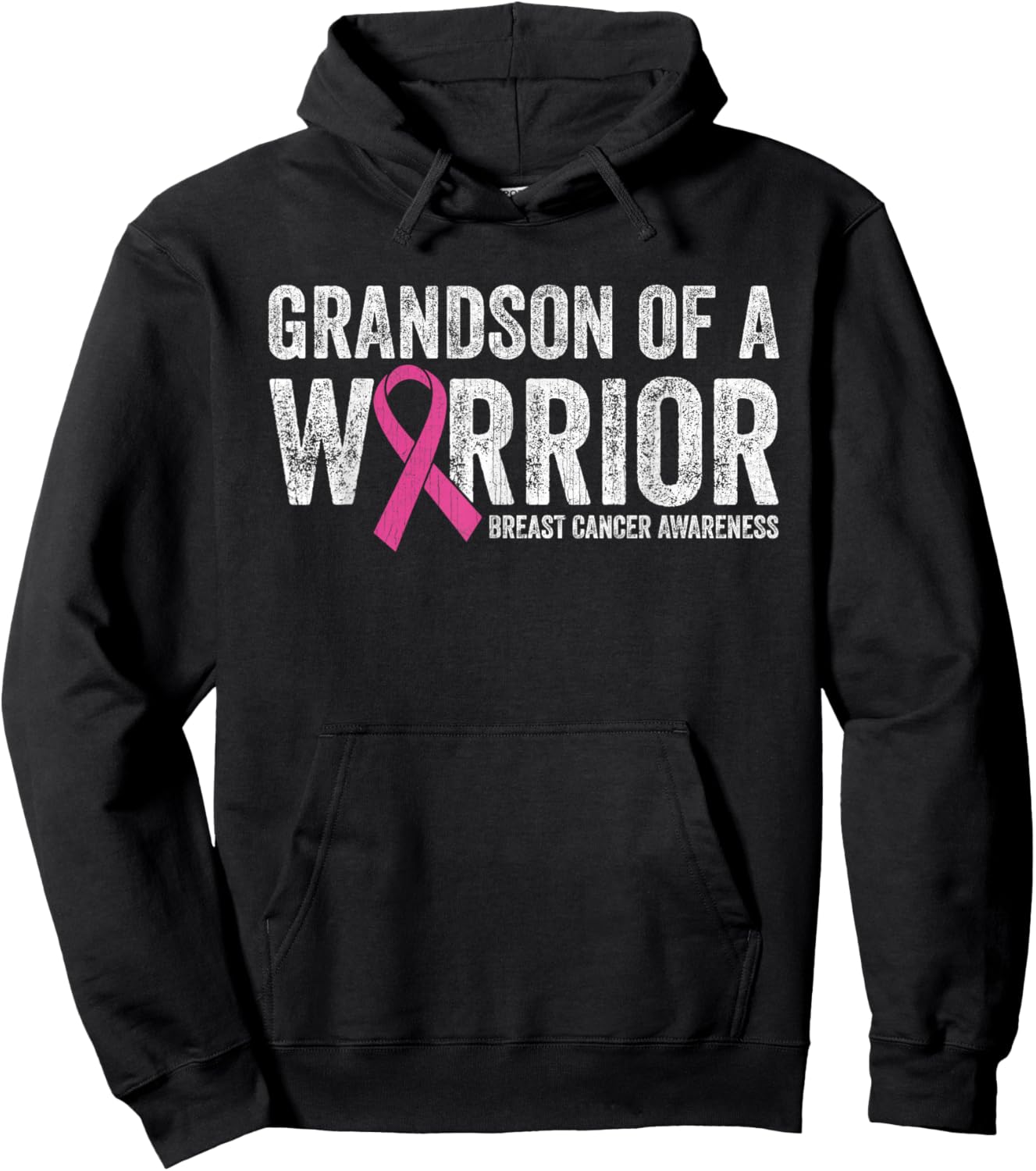 Breast Cancer Awareness Pink Ribbon Grandson Of A Warrior Hoodie - Hoodie | Black