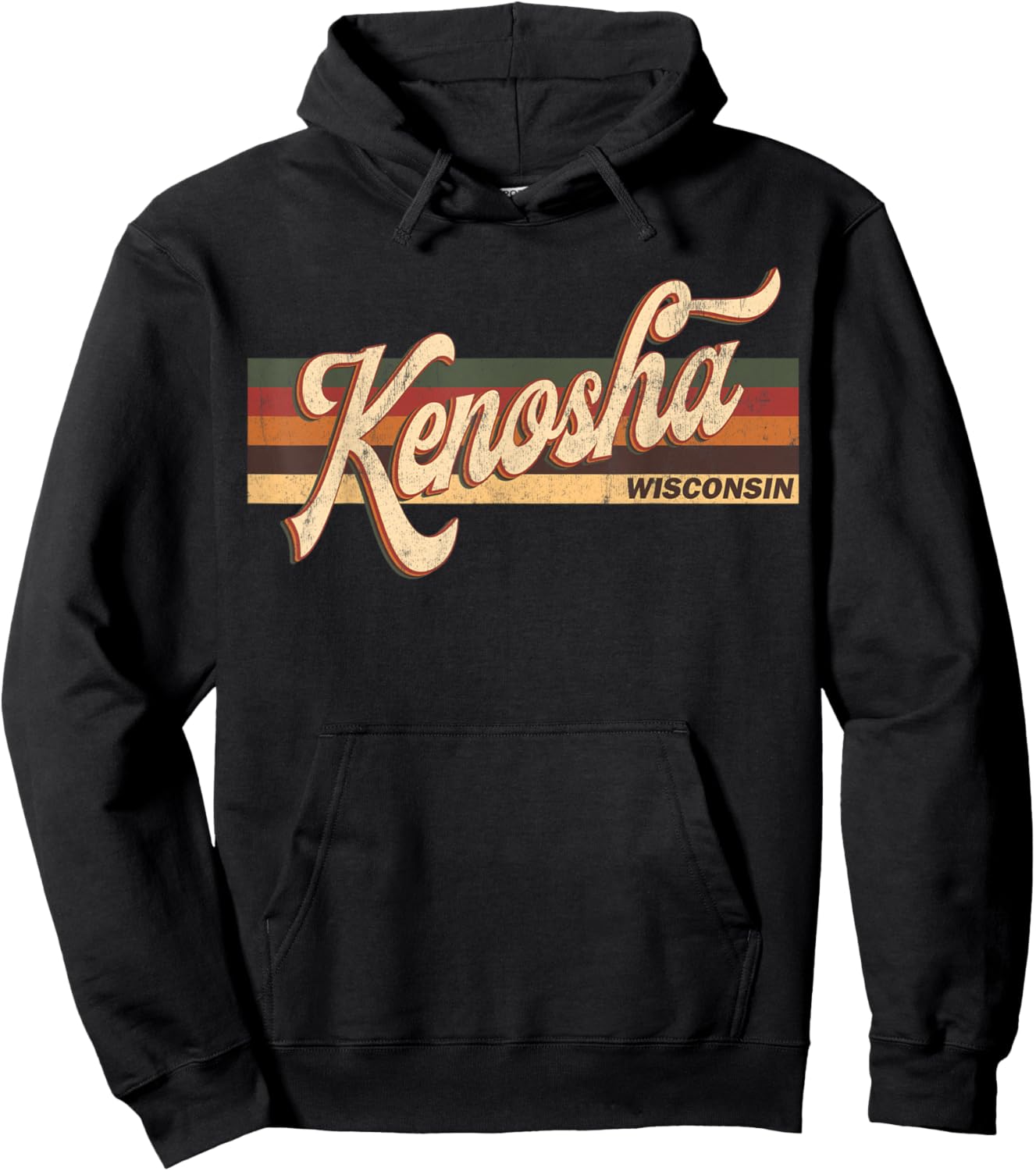 kenosha Wisconsin - Retro 1970's 80'S Style Hoodie - Hoodie | Black