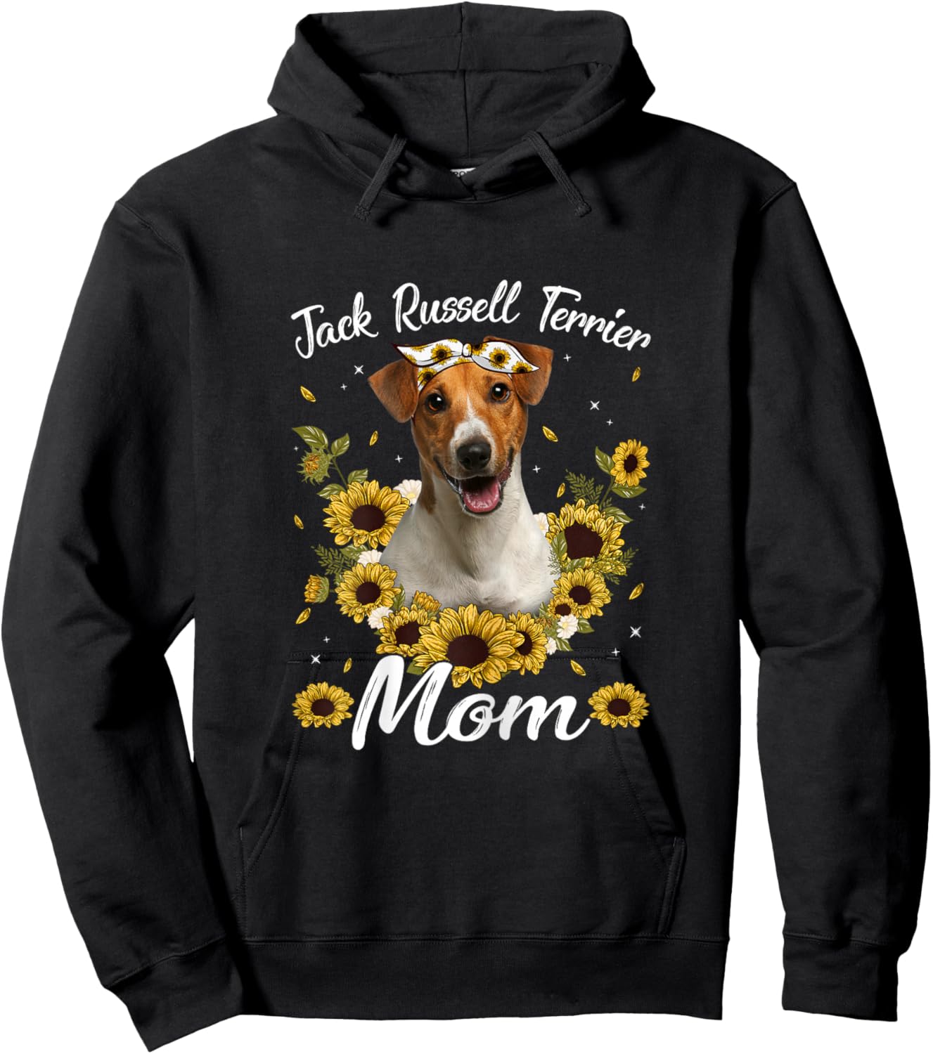 Cute Jack Russell Terrier Mom Sunflower Dog Mom Mother's Day Hoodie - Hoodie | Black