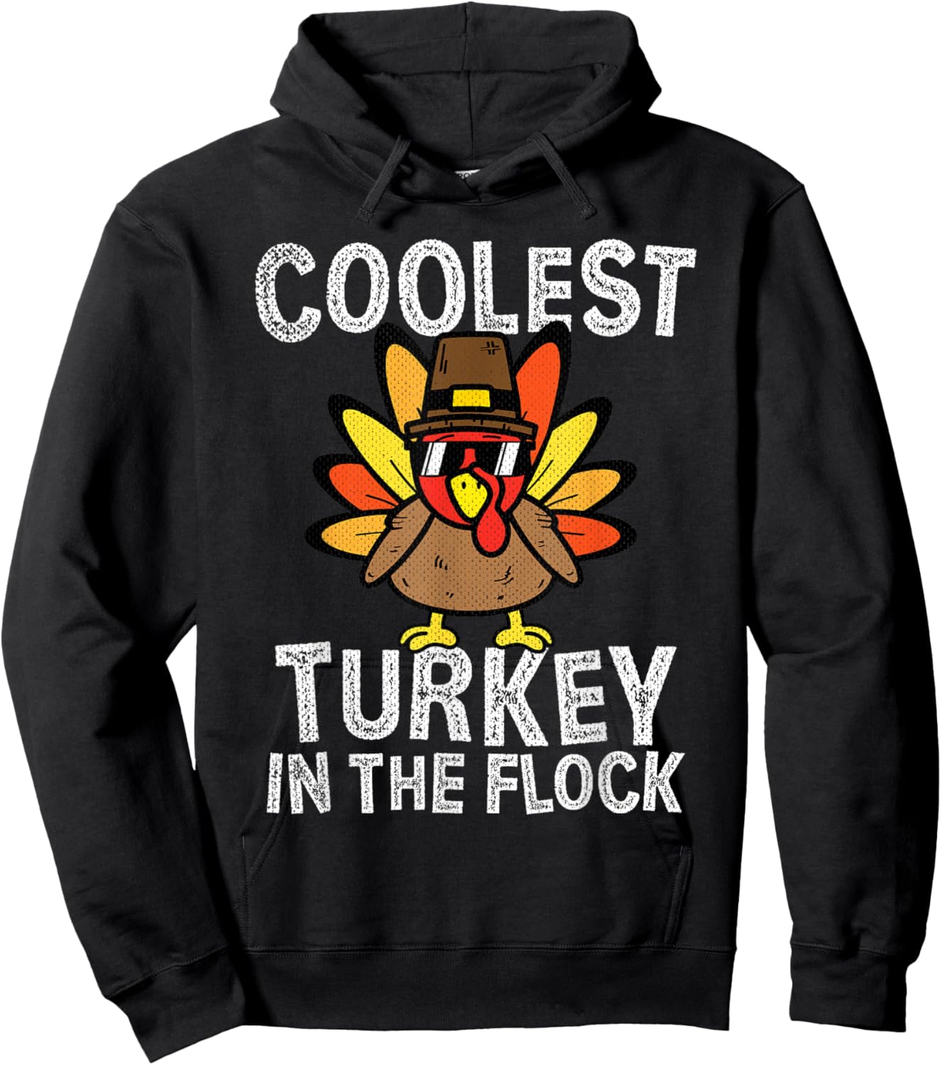 Kids Coolest Turkey In The Flock Toddler Thanksgiving Day Hoodie - Hoodie | Black