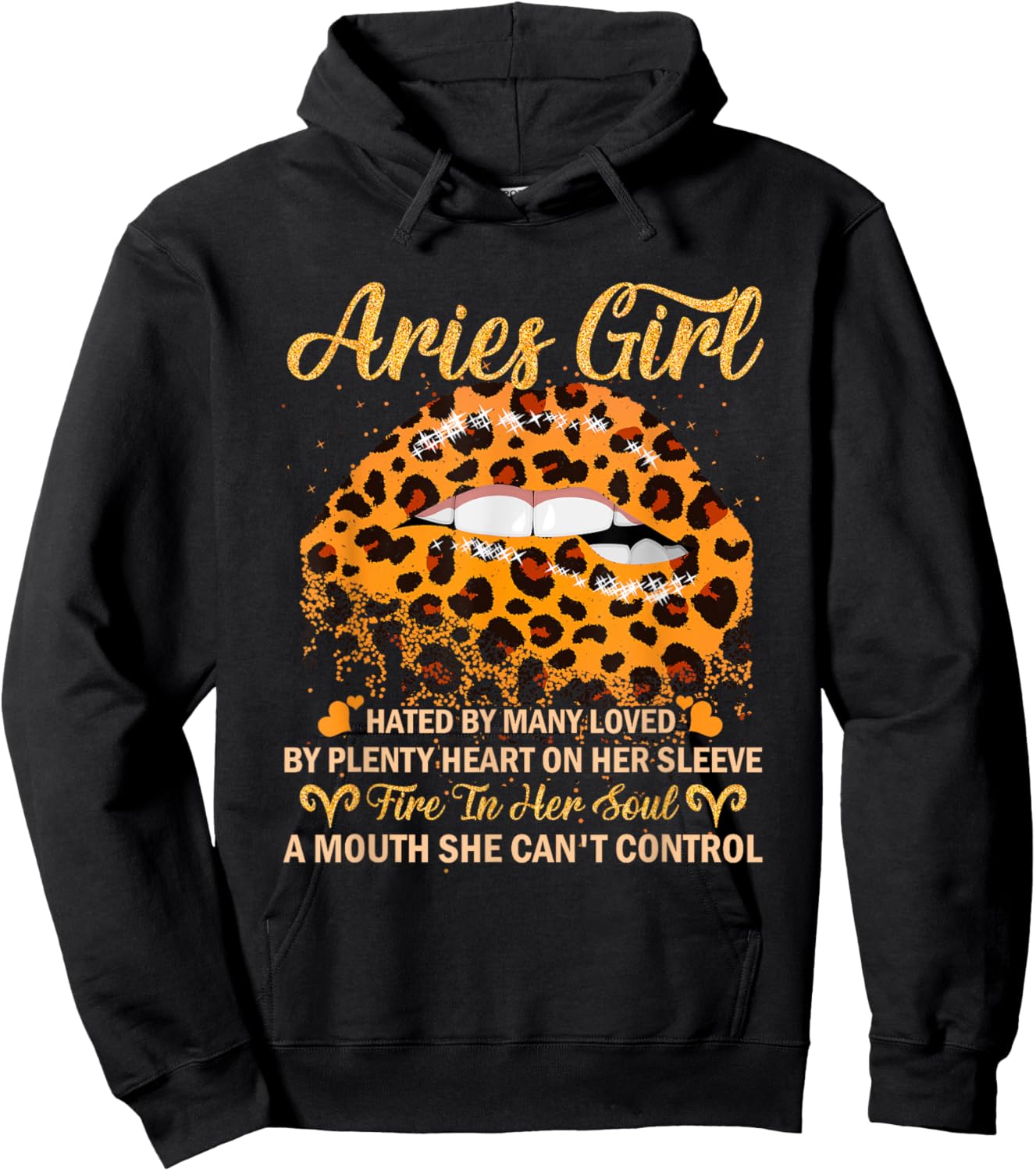 Aries Girl Birthday Leopard Sexy Lip Zodiac Hoodie - Hoodie | Black