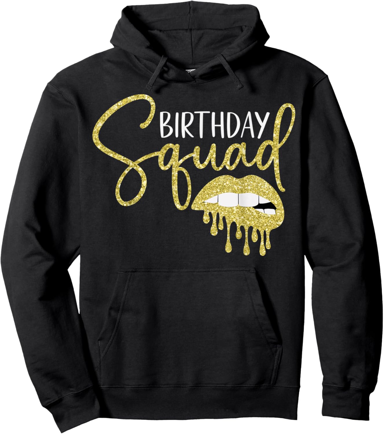 Birthday Squad Crew Golden Lips Queen Matching Party Women Hoodie - Hoodie | Black