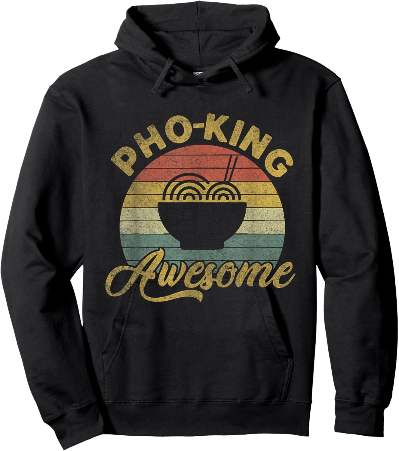 Vintage Humorous Pho Noodles | Pho King Awesome Hoodie - Hoodie | Black