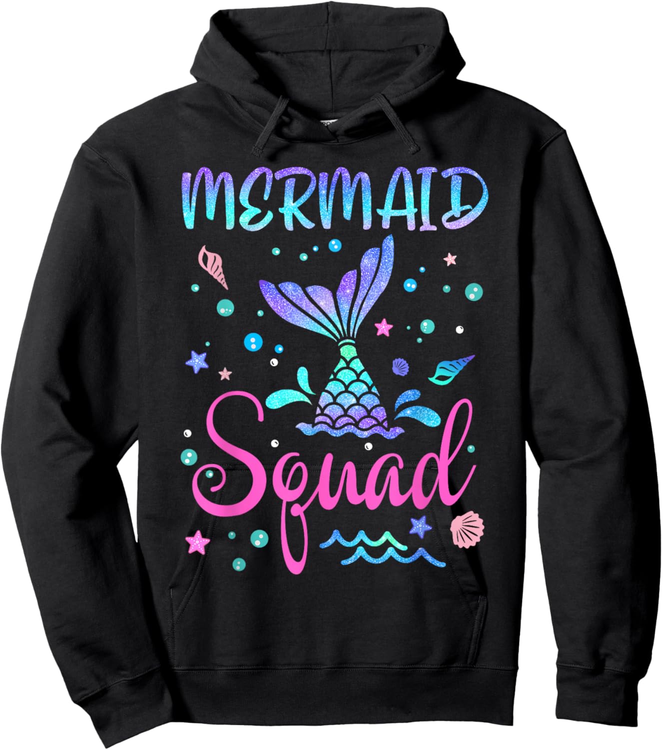Mermaid Squad Of The Birthday Mermaid Tail Family Matching Hoodie - Hoodie | Black