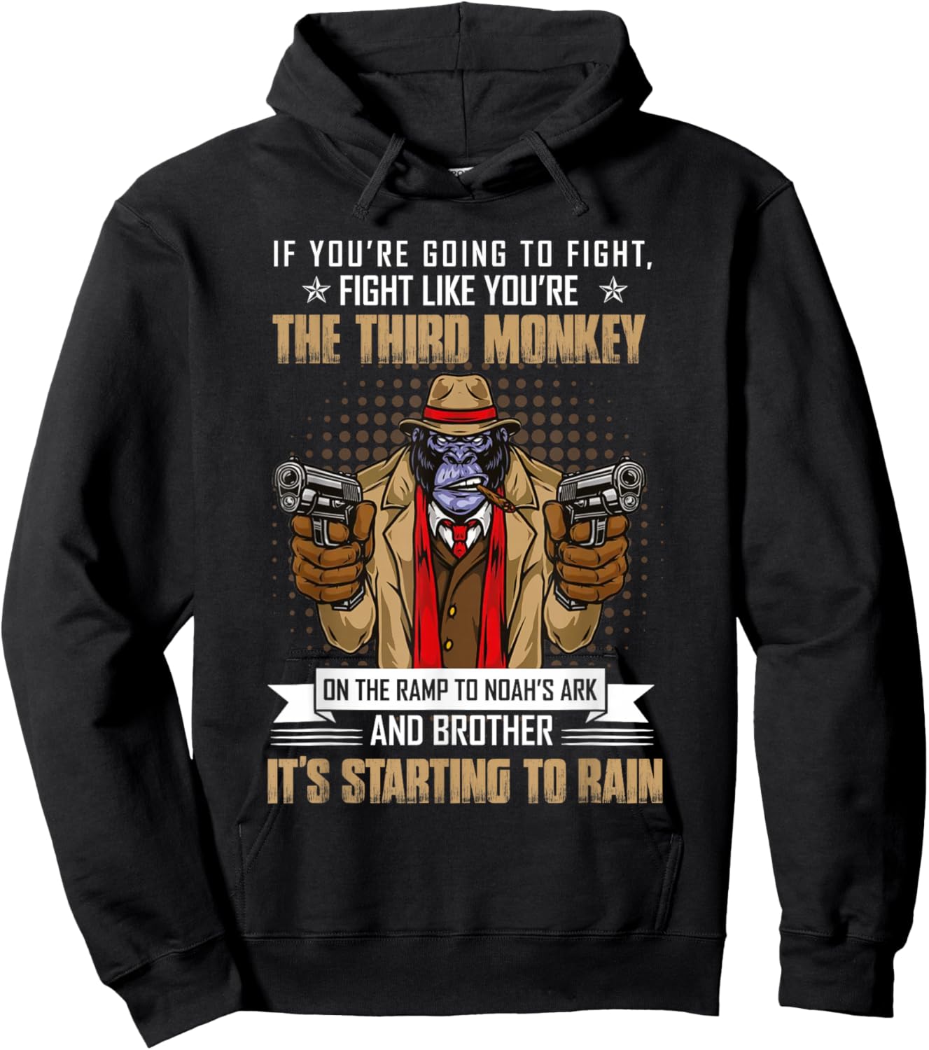 Vintage If You're Going To Fight Fight Like Monkey Hoodie - Hoodie | Black