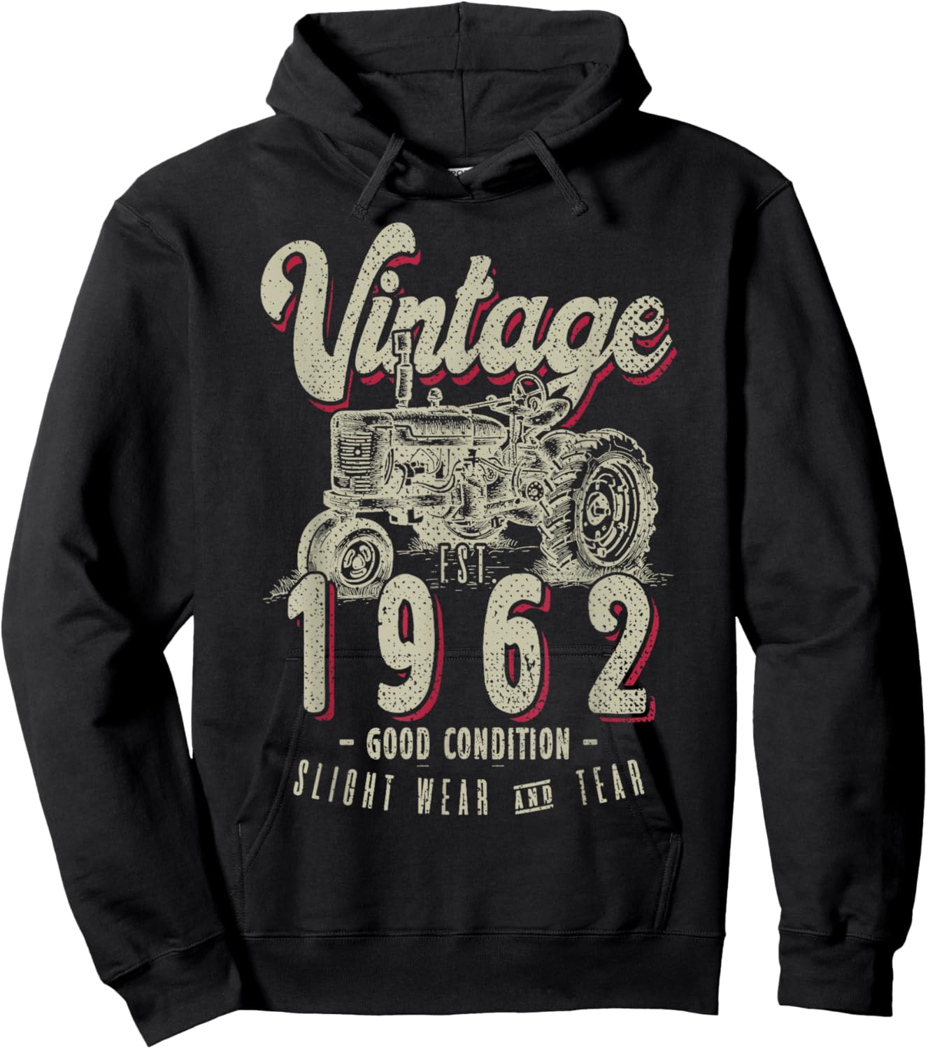 Vintage Tractor Farmer Birthday Born In 1962 & Established Hoodie - Hoodie | Black