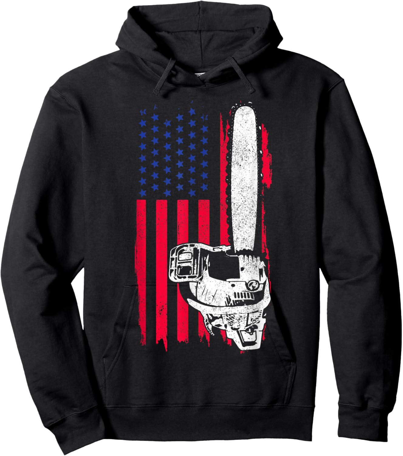 Lumberjack Logger Arborist Tree Cutter Chainsaw Patriotic Hoodie - Hoodie | Black