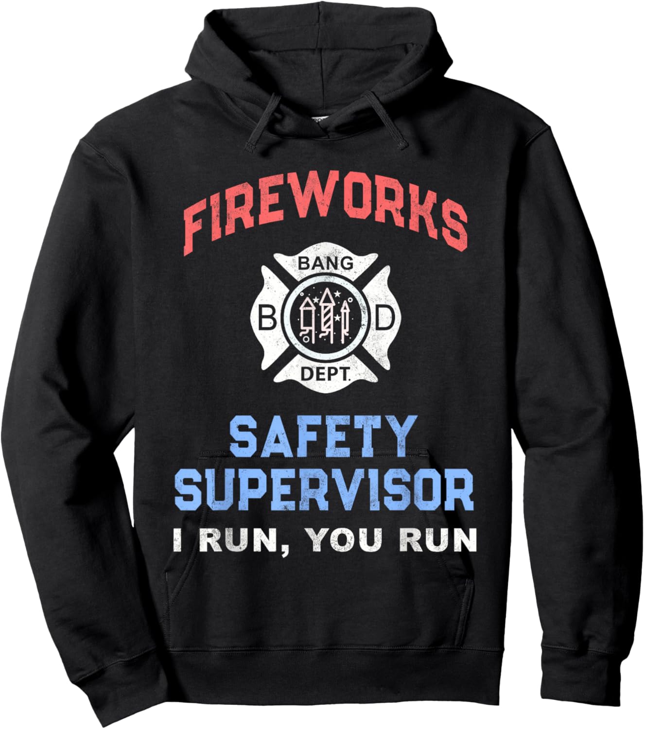 Funny FIREWORKS SAFETY SUPERVISOR America Firefighter Pyro Hoodie - Hoodie | Black