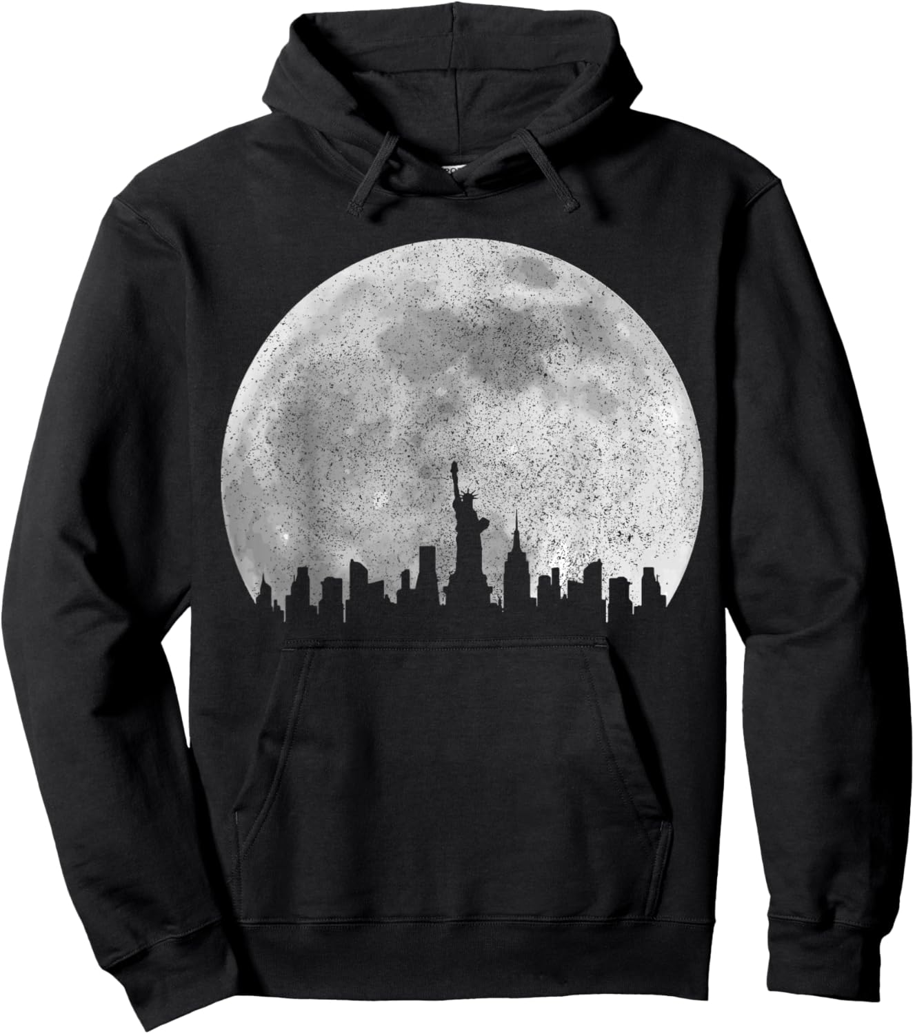 New York City NYC NY Skyline Moon Pride Vintage Hoodie - Hoodie | Black