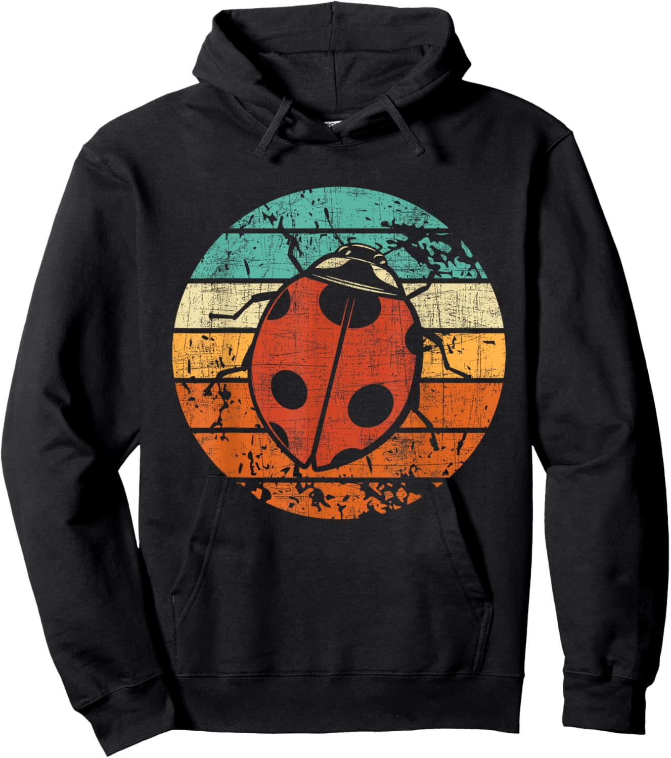 Retro Vintage Ladybug - Animal Insect Lover Ladybird Beetle Hoodie - Hoodie | Black