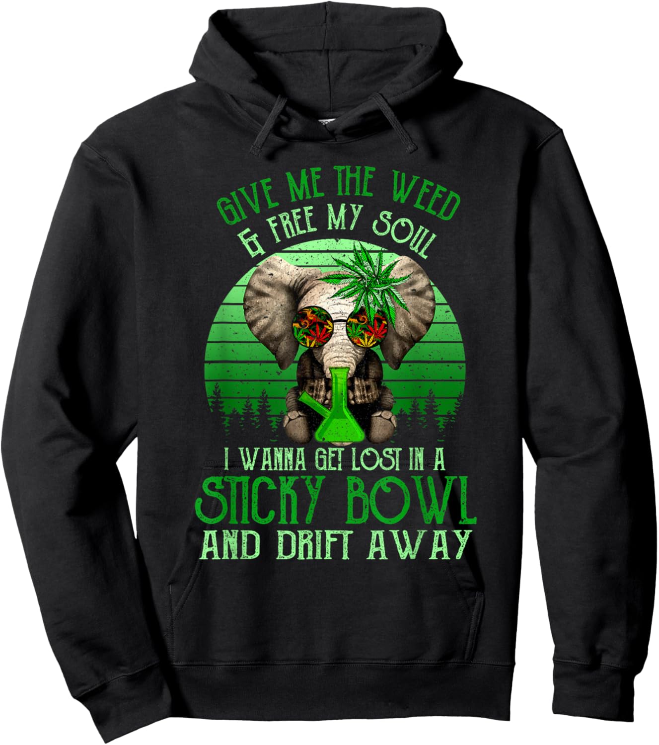 Give Me The-Weed And Free My Soul, 420 Elephant Smoking Weed Hoodie - Hoodie | Black