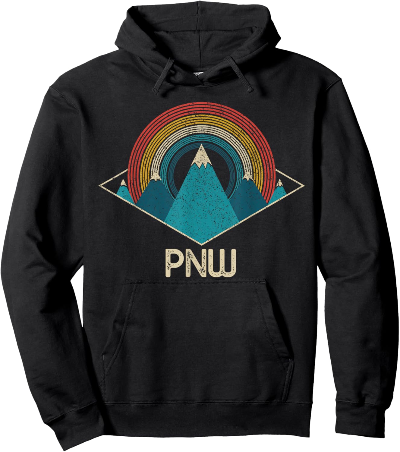 PNW Pacific Northwest Mountains Hiking Camping Vintage Hoodie - Hoodie | Black