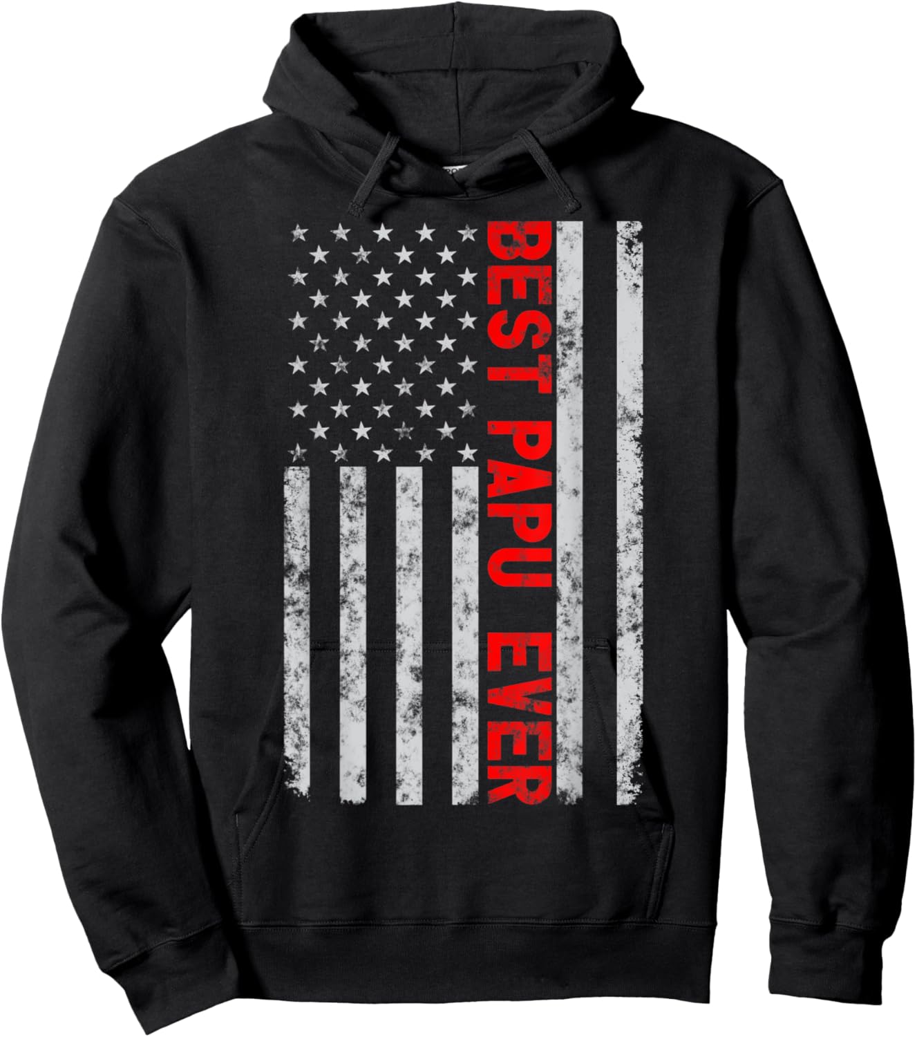 Best Papu Ever Funny Fathers Day Vintage American Flag Men Hoodie - Hoodie | Black