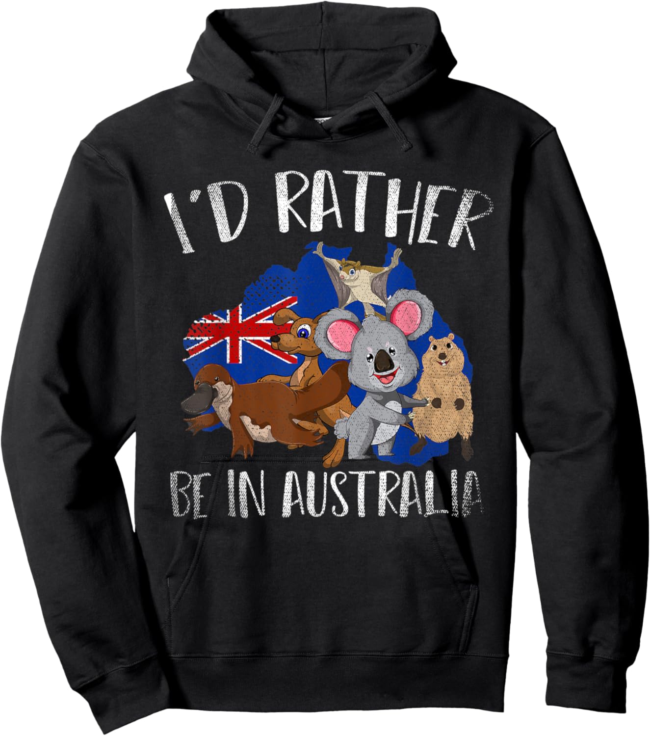 Id Rather Be In Australia Cute Aussie Zoo Animals Australia Hoodie - Hoodie | Black