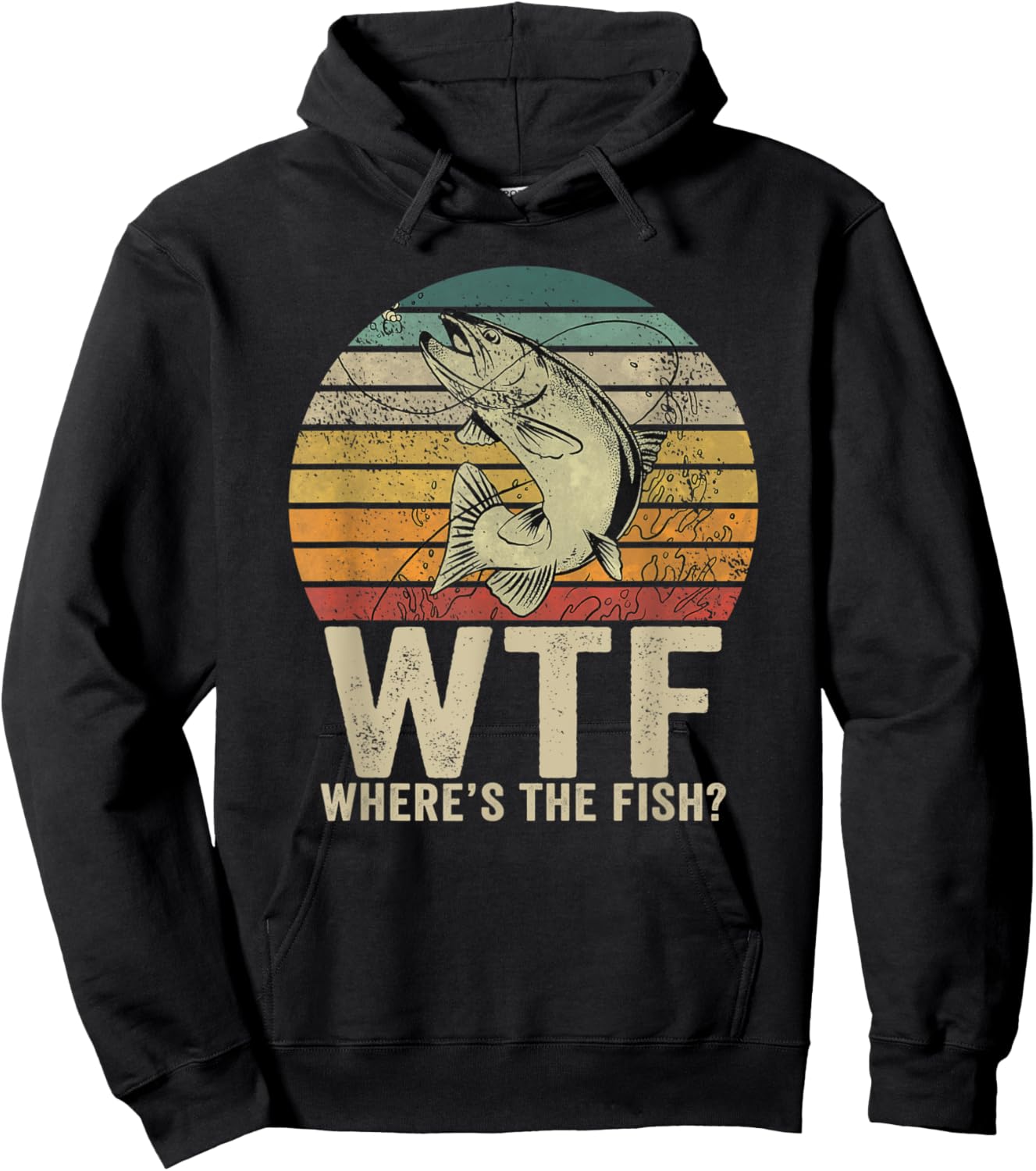 Where's the fish? funny Fishing Fisherman retro Hoodie - Hoodie | Black