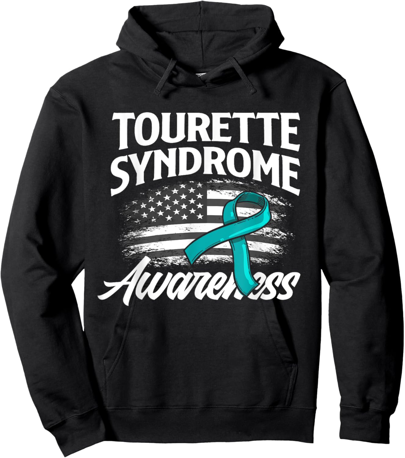 Patriotic US Flag Tourette Syndrome Awareness Hoodie - Hoodie | Black