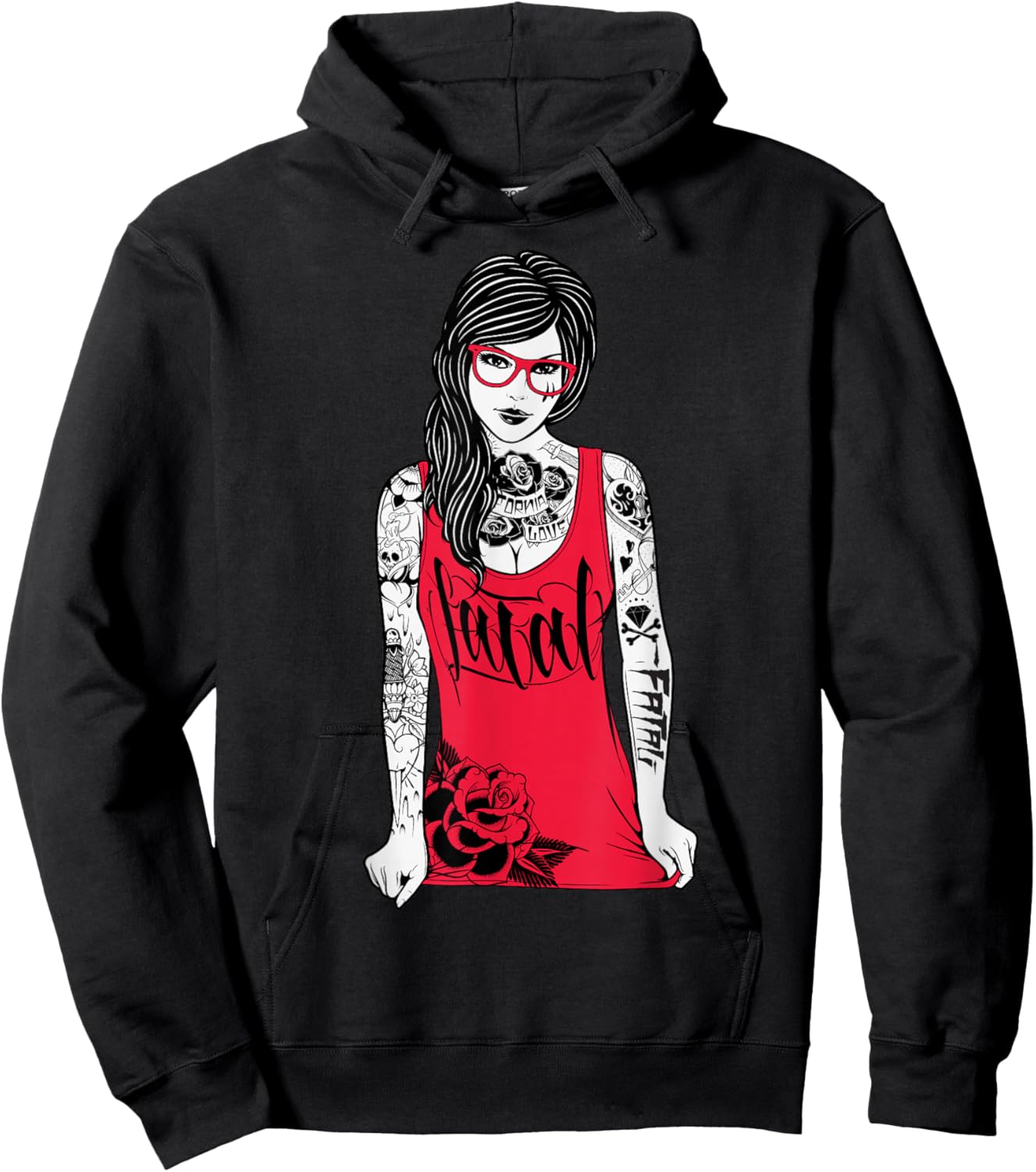 Fatal Hipster , -Adults, Black, Small, Short Sleeve, Classic Fit Hoodie - Hoodie | Black