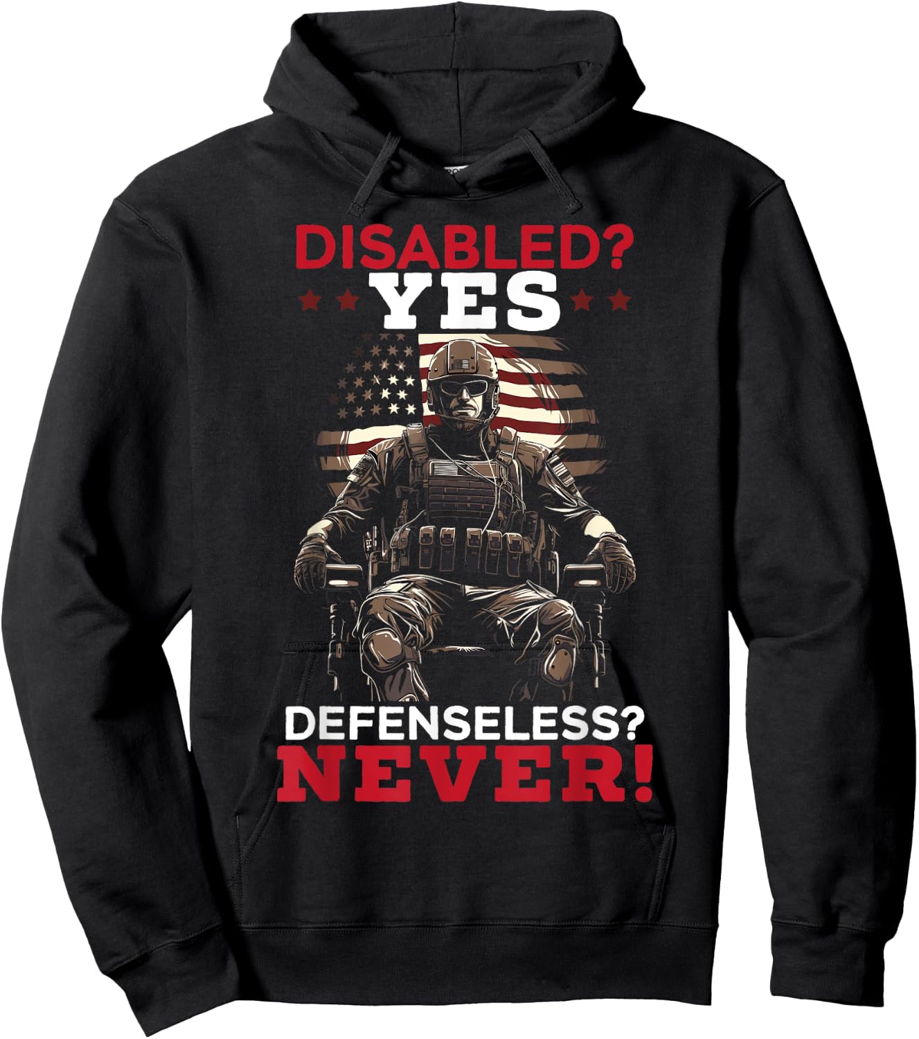 Disabled Veteran Armed Forces Military Soldier Army USA Hoodie - Hoodie | Black