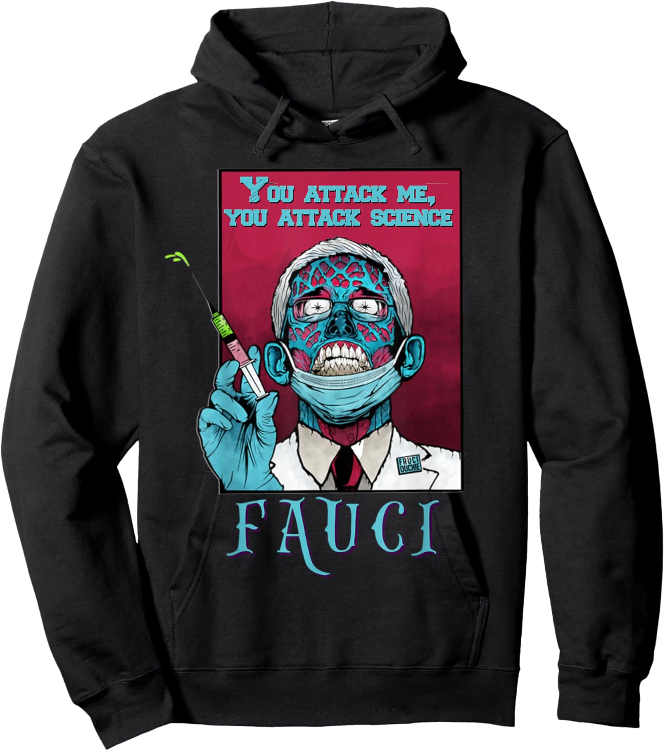 Unmasked USA Patriot Shirt Co @RoostervilleUSA Zombie Fauci Science Anti Mask Arrest Fauci Dr Fauci Lied Hoodie - Hoodie | Black