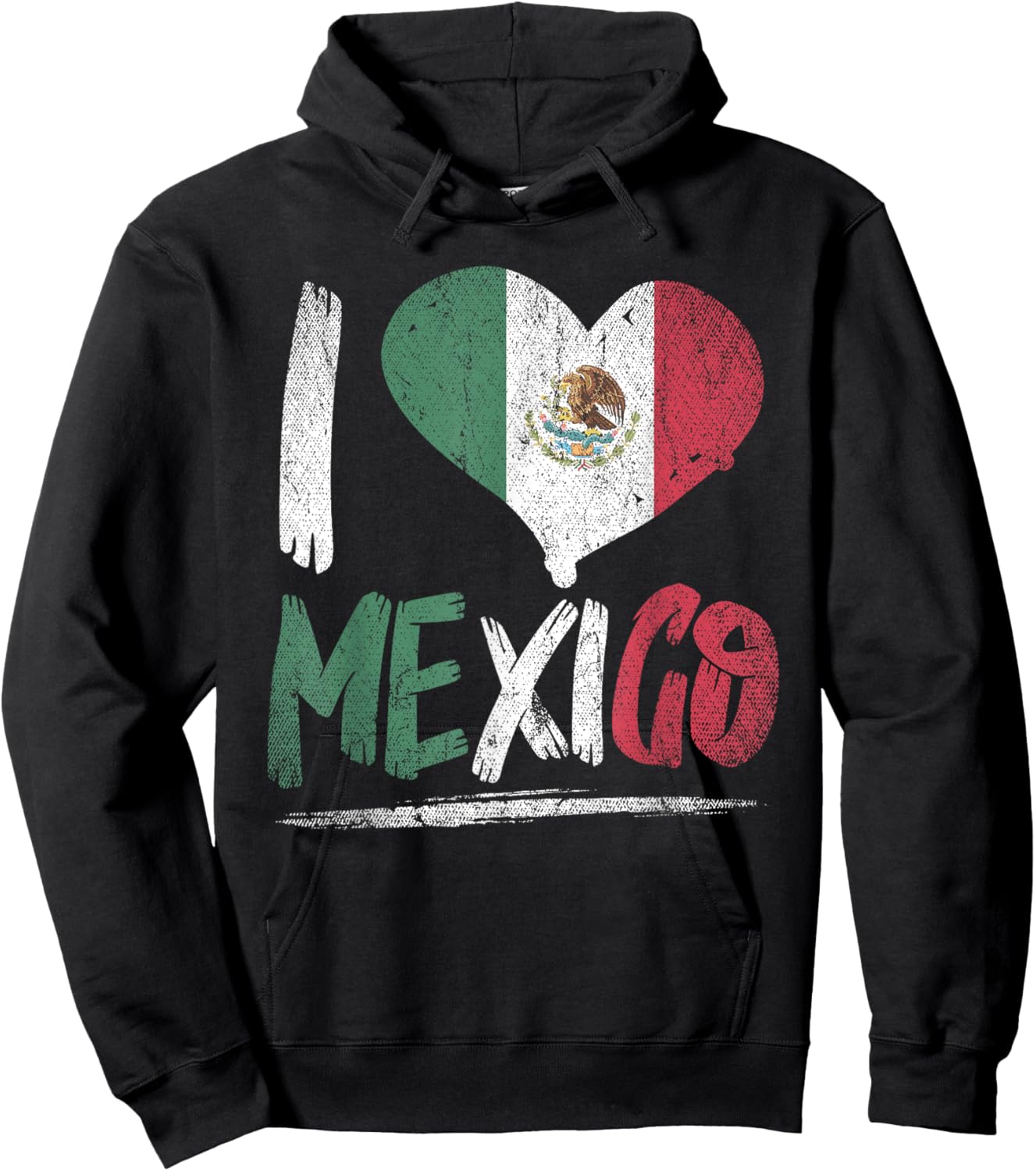 Proud Mexican Heritage Hispanic Culture Heart I Love Mexico Hoodie - Hoodie | Black