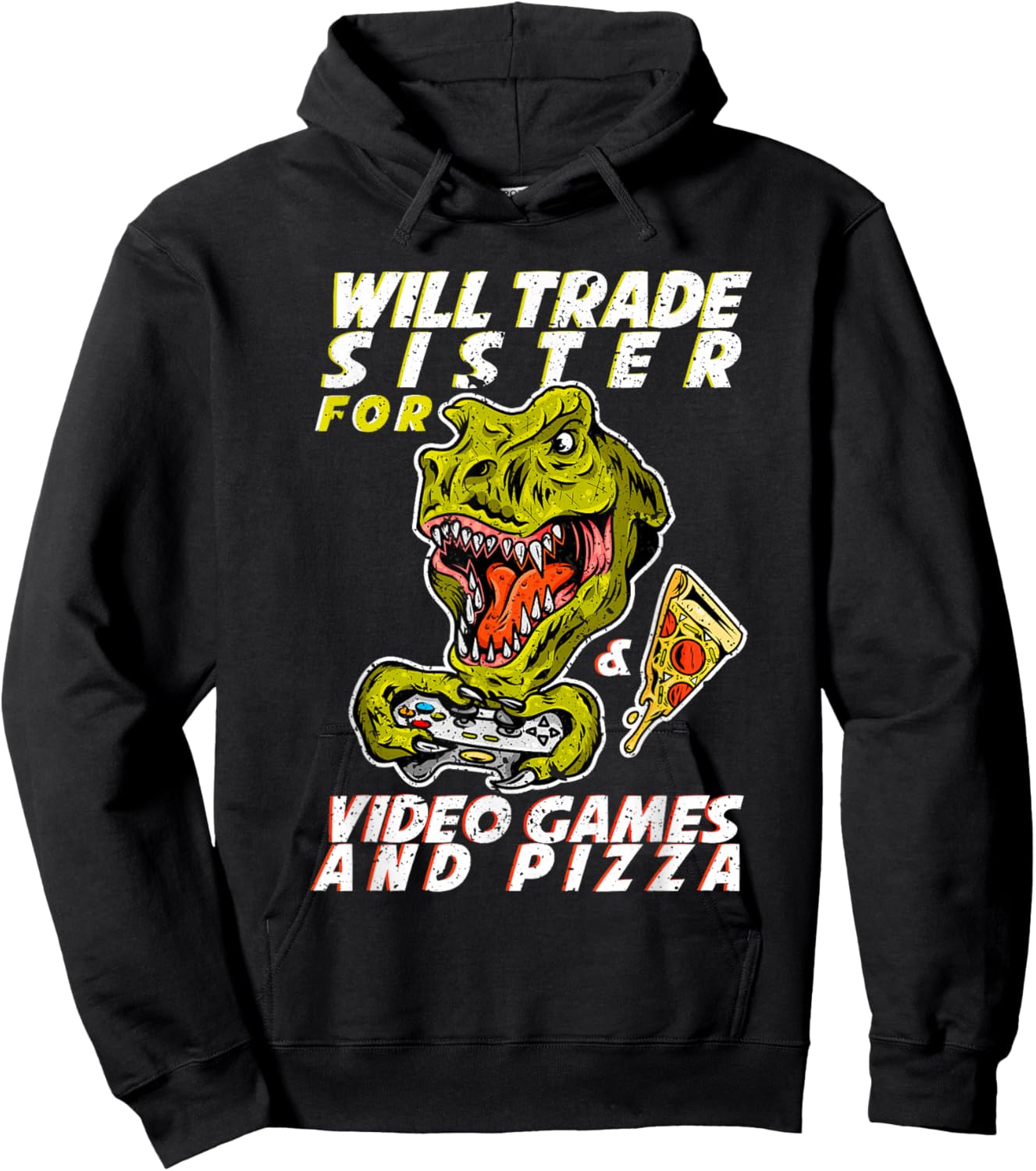 Will Trade Sister For Video Games And Pizza gaming Hoodie - Hoodie | Black