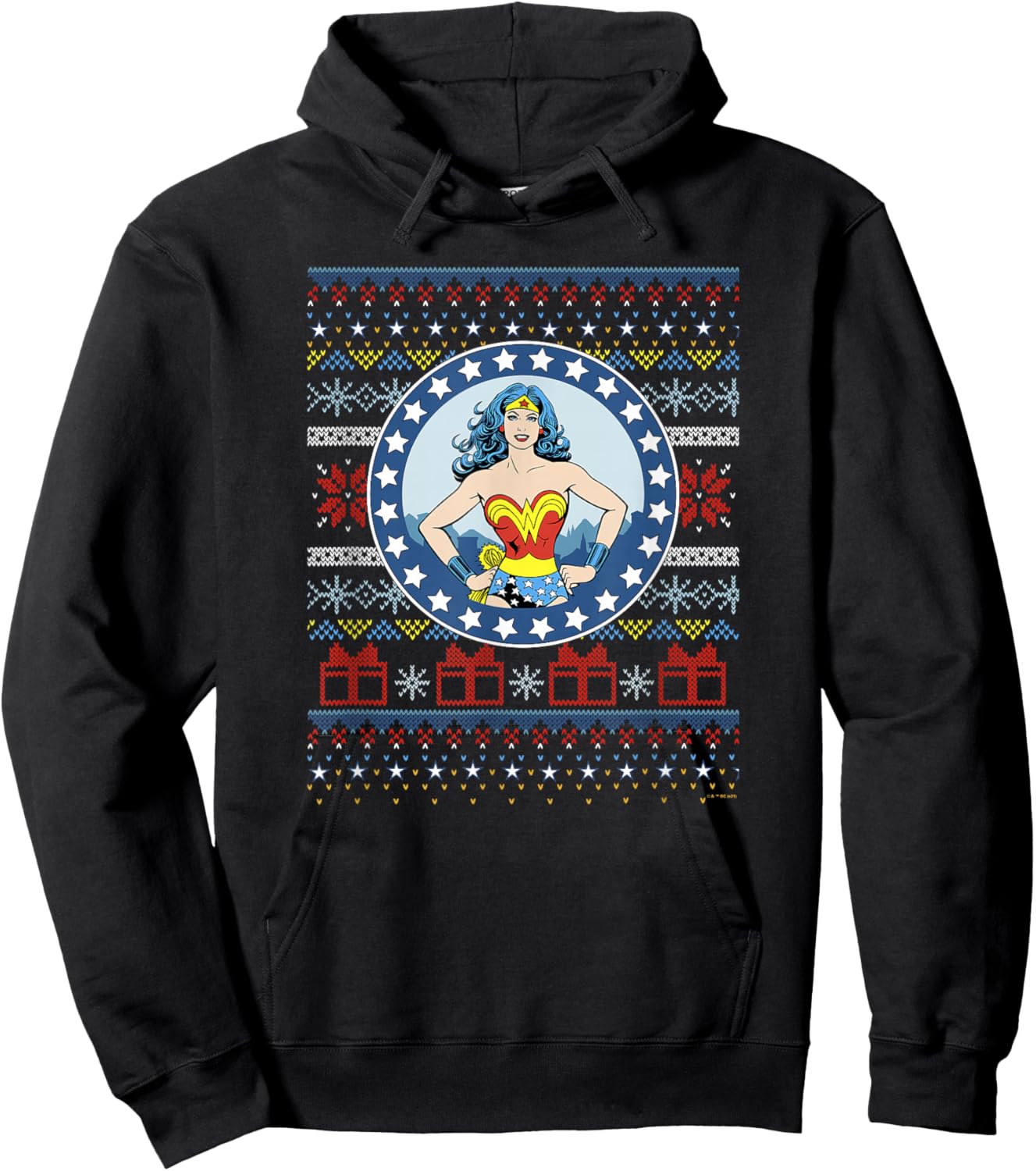 DC Comics Wonder Woman Ugly Christmas Pattern Hoodie - Hoodie | Black