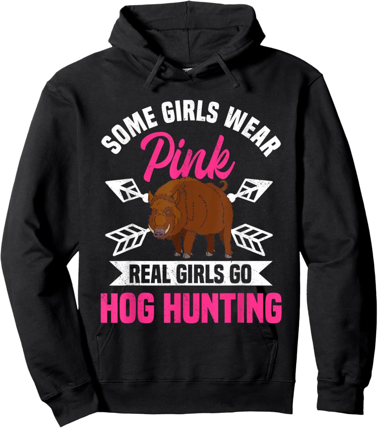 Hog Hunting Boar Pig Hunter Huntswoman Hoodie - Hoodie | Black