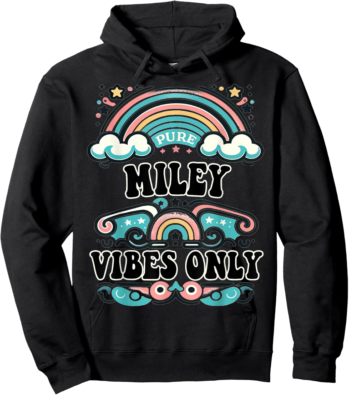 MILEY Vibes Only Cute Retro Girls MILEY Name Hoodie - Hoodie | Black