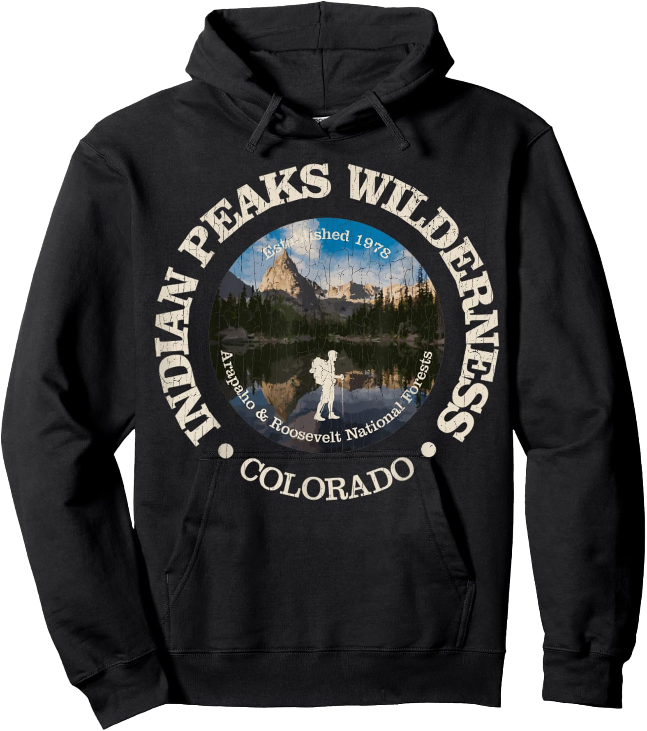 Indian Peaks Wilderness Vintage Indian Peaks Camping Hoodie - Hoodie | Black